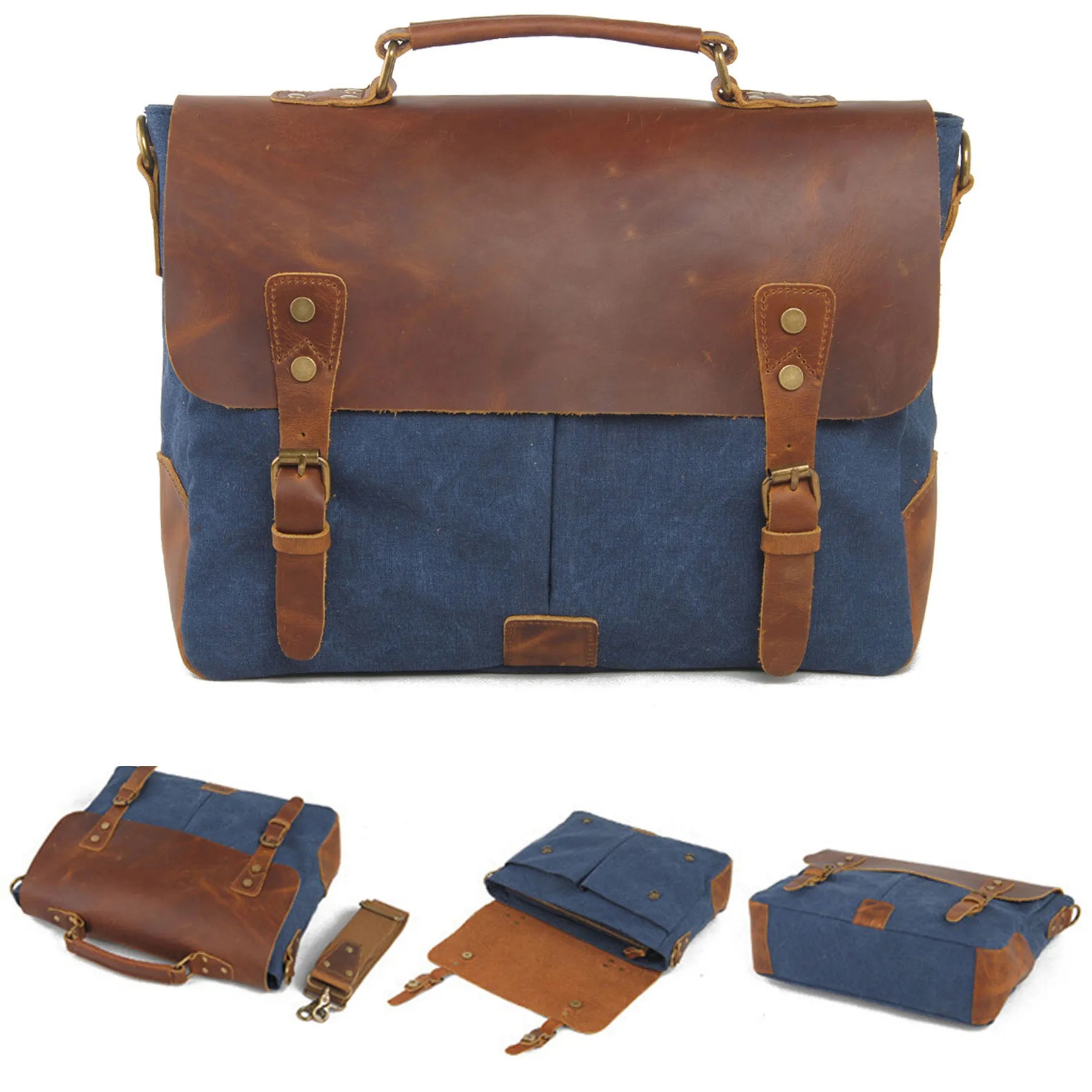 Canvas with leather Messenger bag 3
