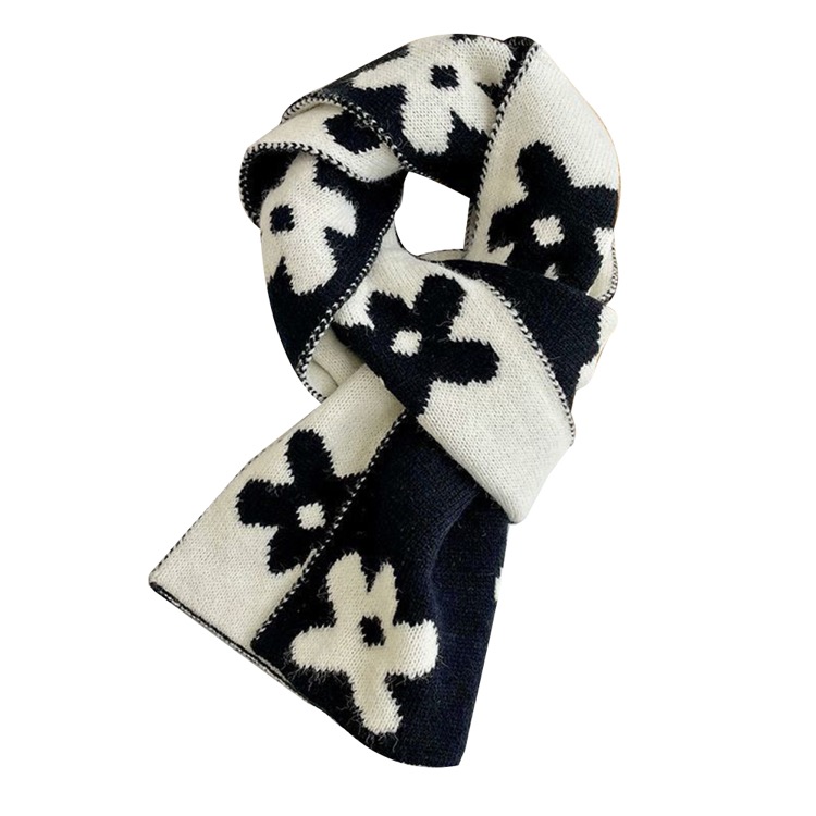 Double-Sided Floral Knitted Wool Scarf 5