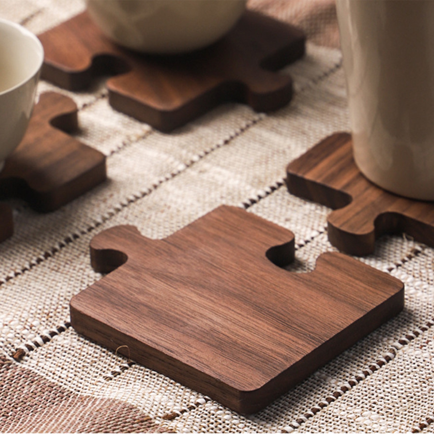 Black Walnut Wooden Puzzle-Shaped Coaster 5