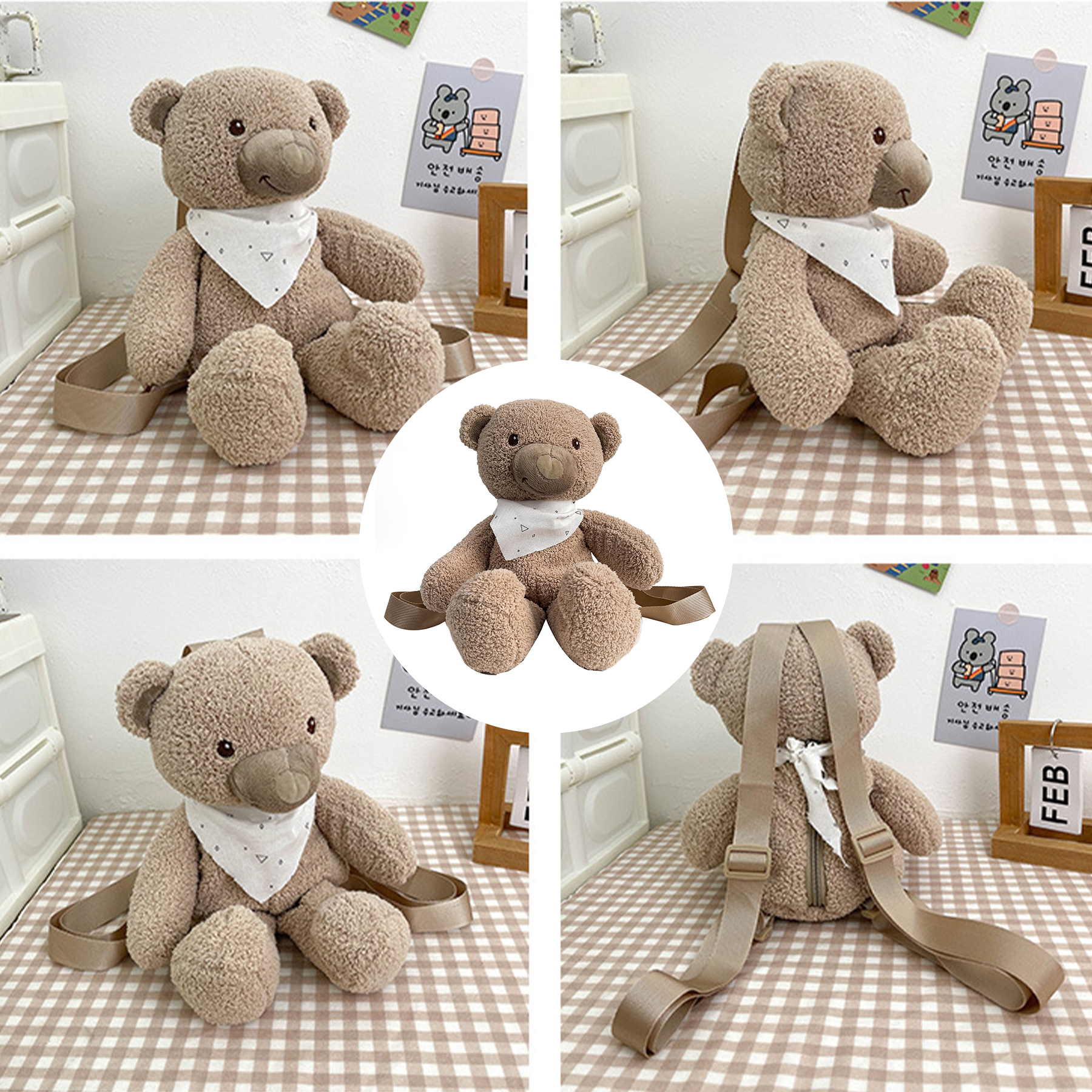 Cotton Cute teddy bear plush doll backpack 4