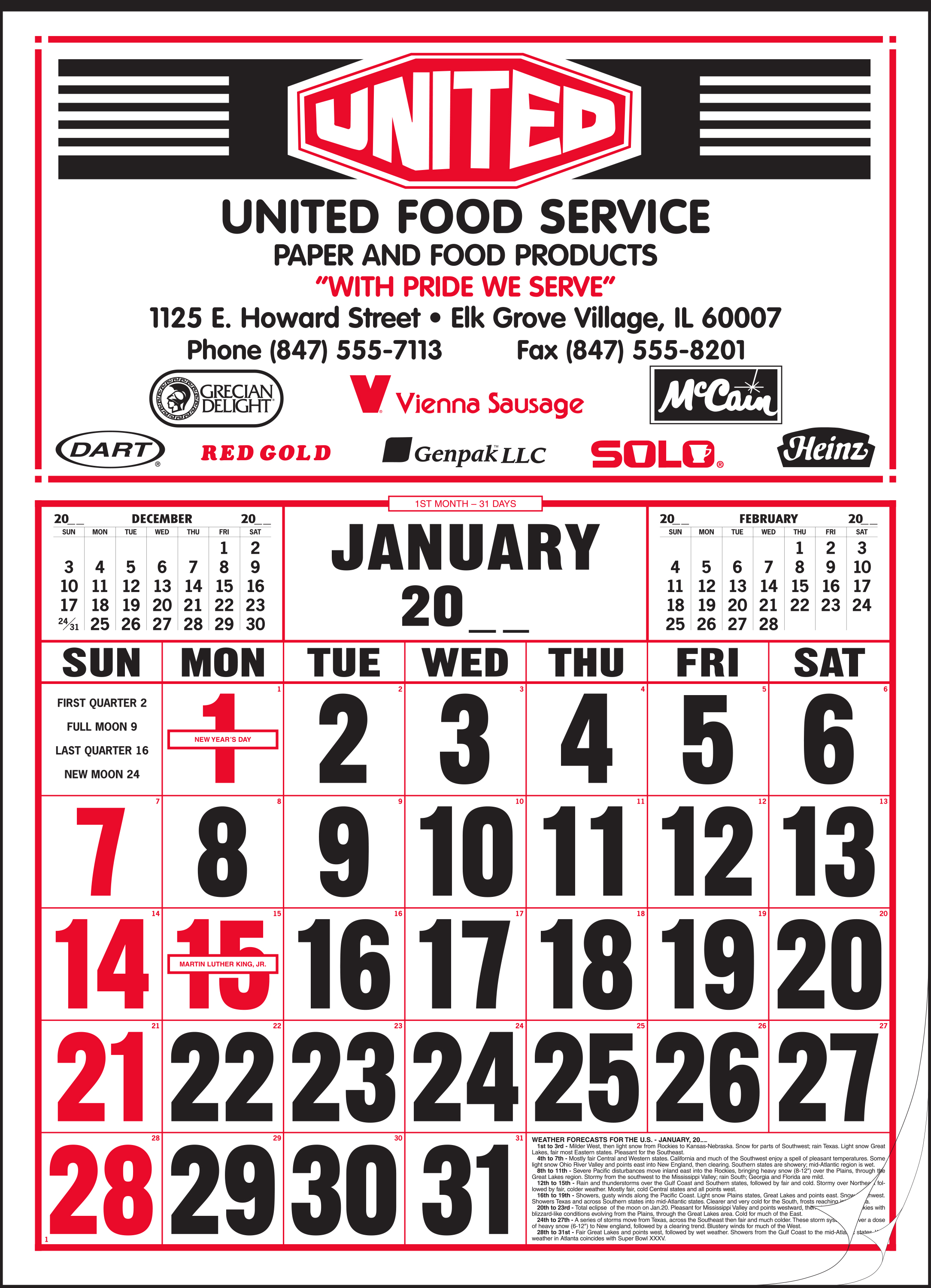 Style 85 Large 12-Sheet Calendar 1