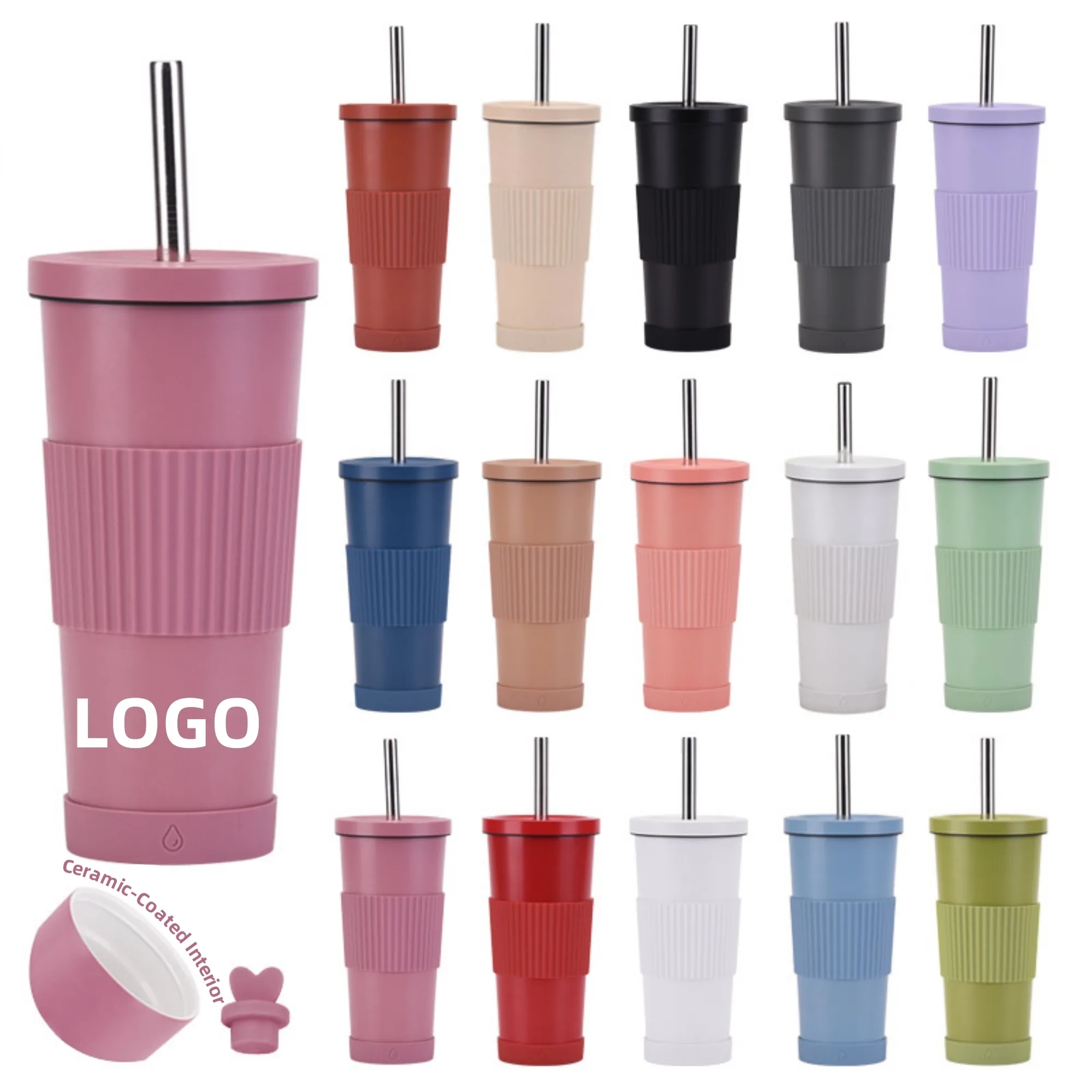 24oz Stainless Steel Straw Cup With Ceramic Inner Liner 4