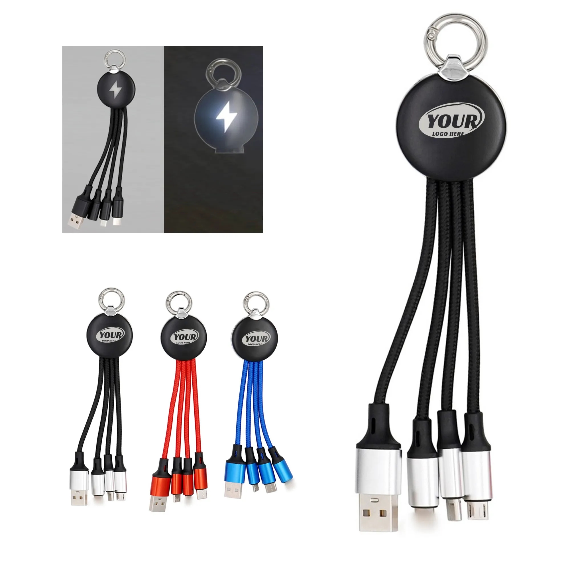 3in1 Charging Cable With Light Up Logo