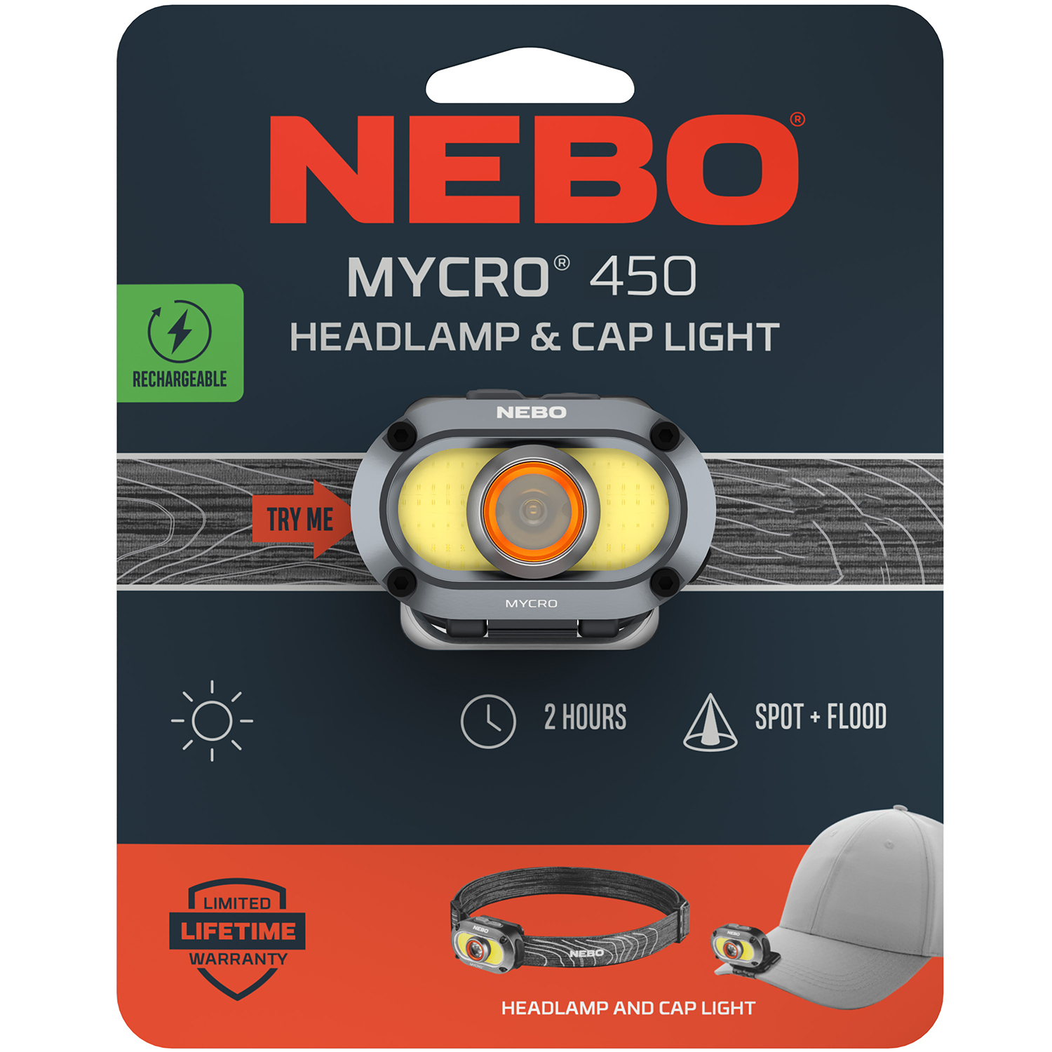 NEBO® MYCRO 450 RECHARGEABLE HEADLAMP 2
