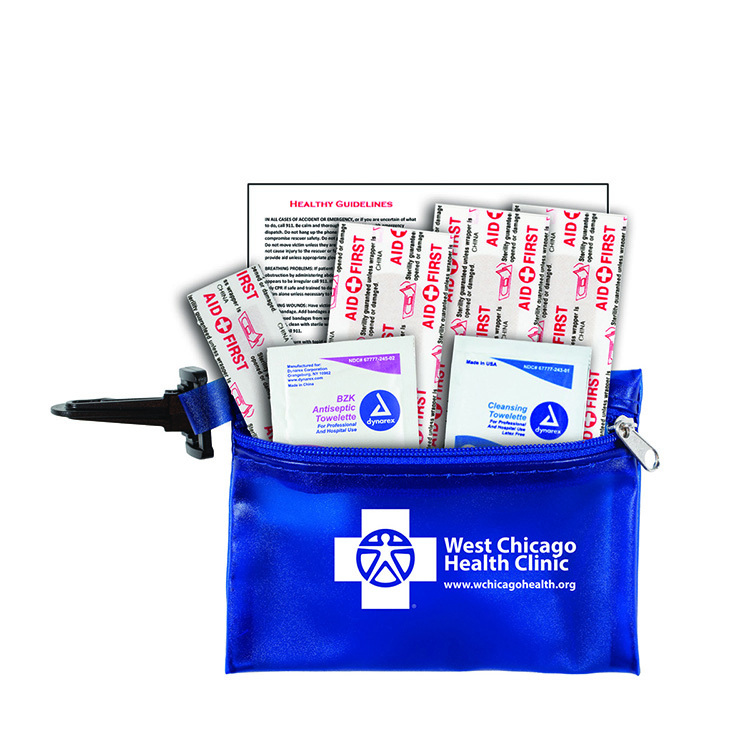 "PARKWAY 7" Piece First Aid Kit inTranslucent Zipper Kit with Plastic Carabiner Attachment 6