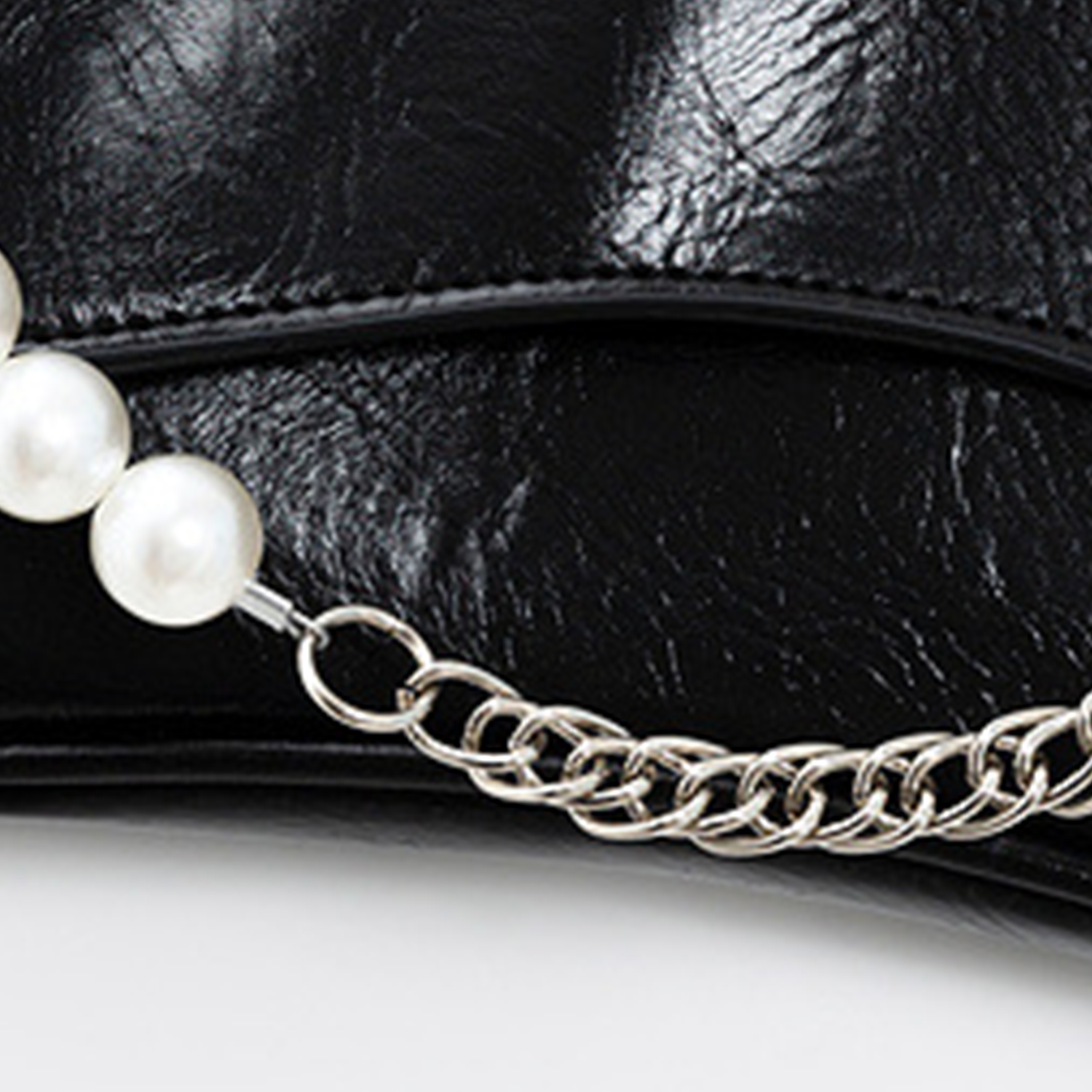 PU Leather Fashion Chain Pearl Shoulder Tote Bag 5