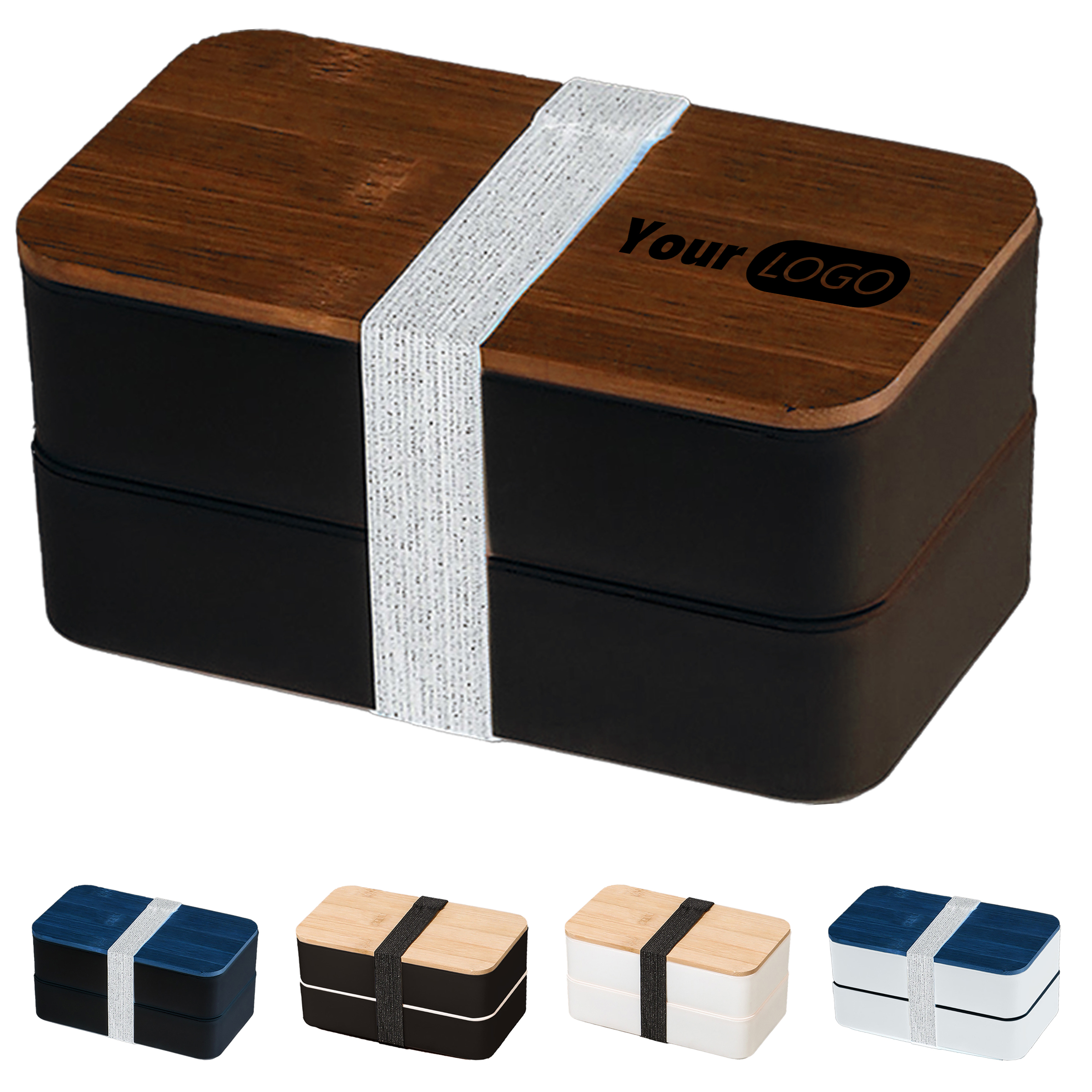 Bamboo Wood Double Layer Picnic Fresh-Keeping Food Box Set 2