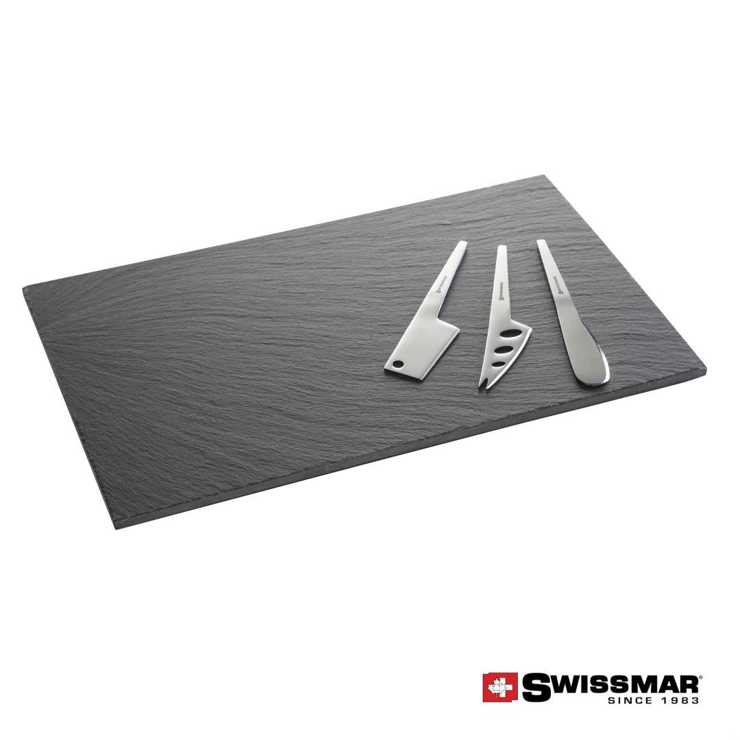 Swissmar® Slate Serving Board With 3pc Cheese Knives 4