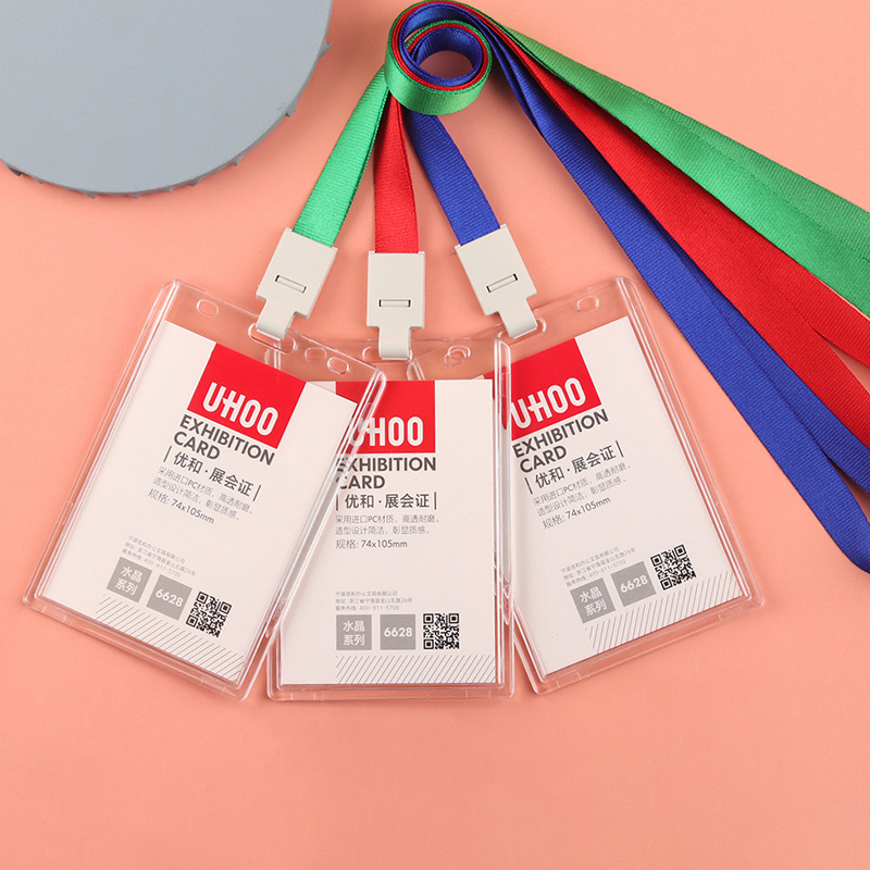 Acrylic Transparent ID Card Badge Holder with Lanyard 4