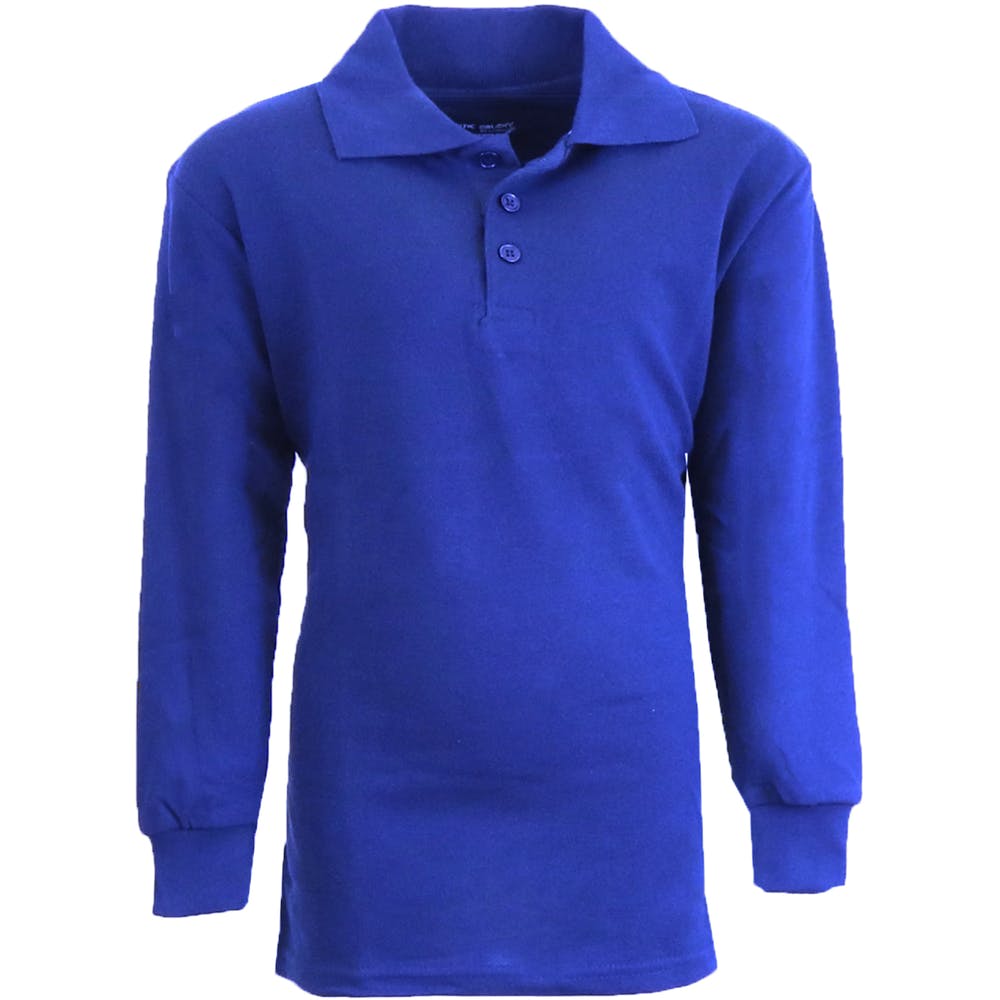 Boys' Uniform Polo Shirts - Sizes 16 - 20 Royal Blue Long Sleeve 2