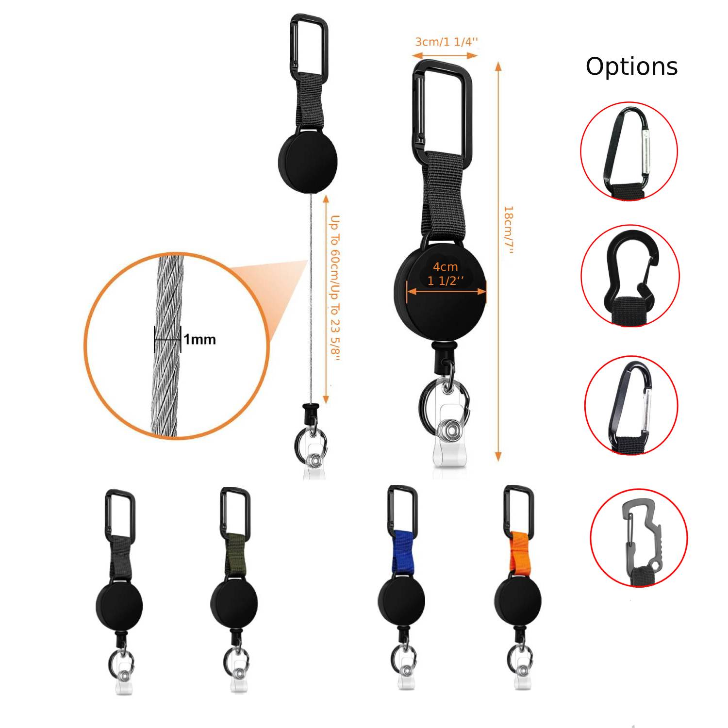 Retractable Badge Holder W/ Carabiner 5