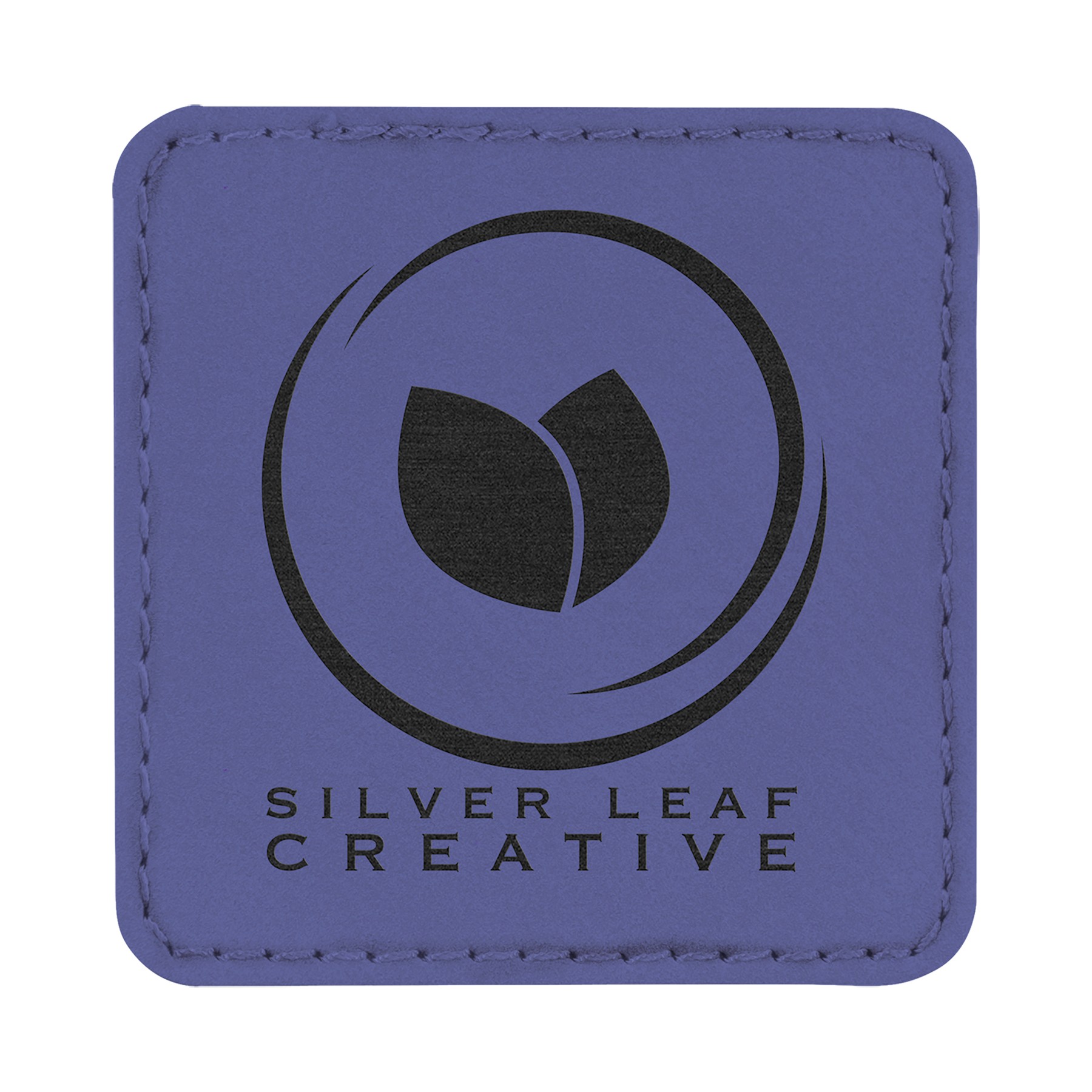 2" Purple Leatherette Square Patch with Adhesive