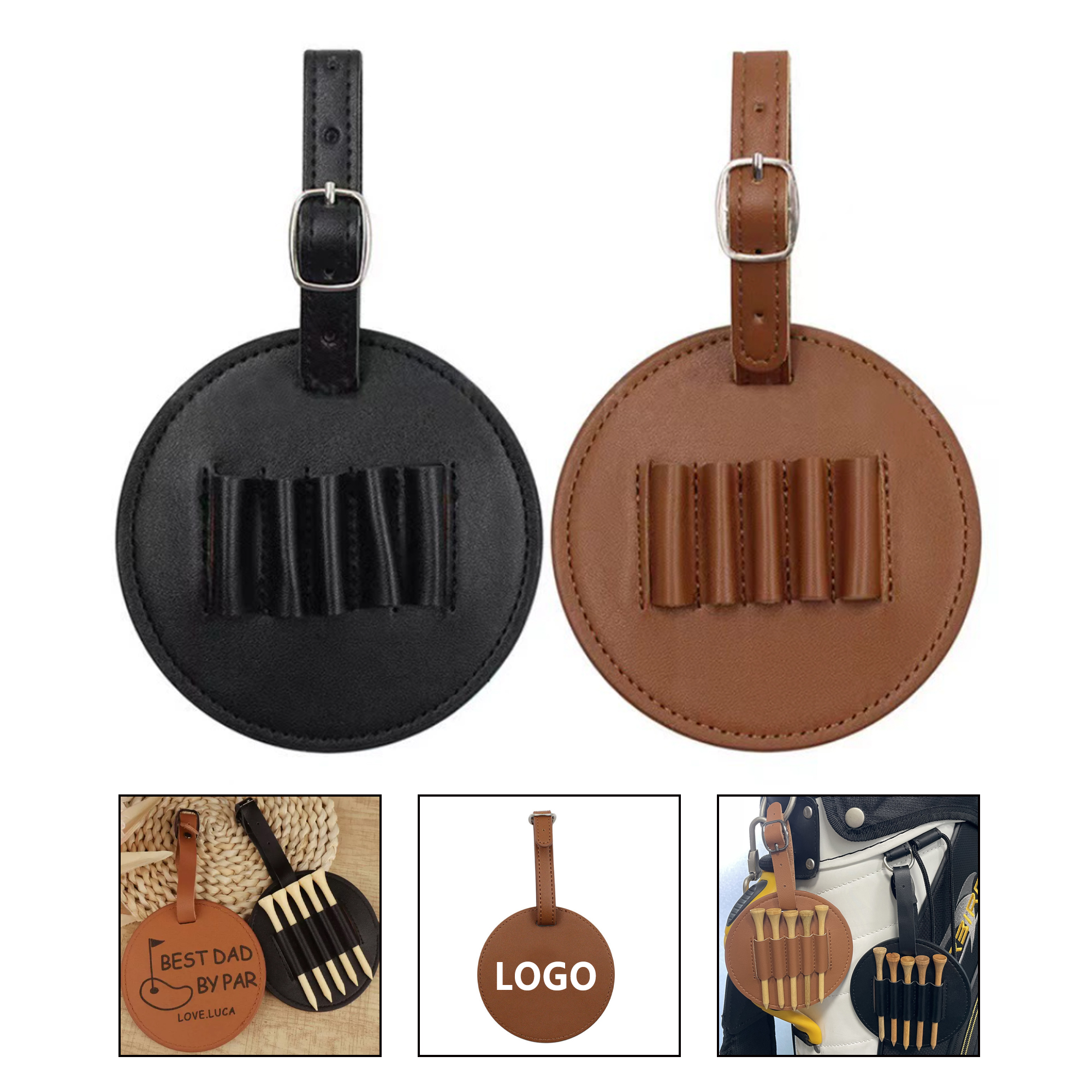 PU Leather Golf Tee/Stud Storage Holder 3