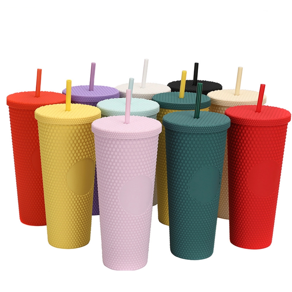 24Oz Double Wall Studded Tumbler With Lid And Straw 1