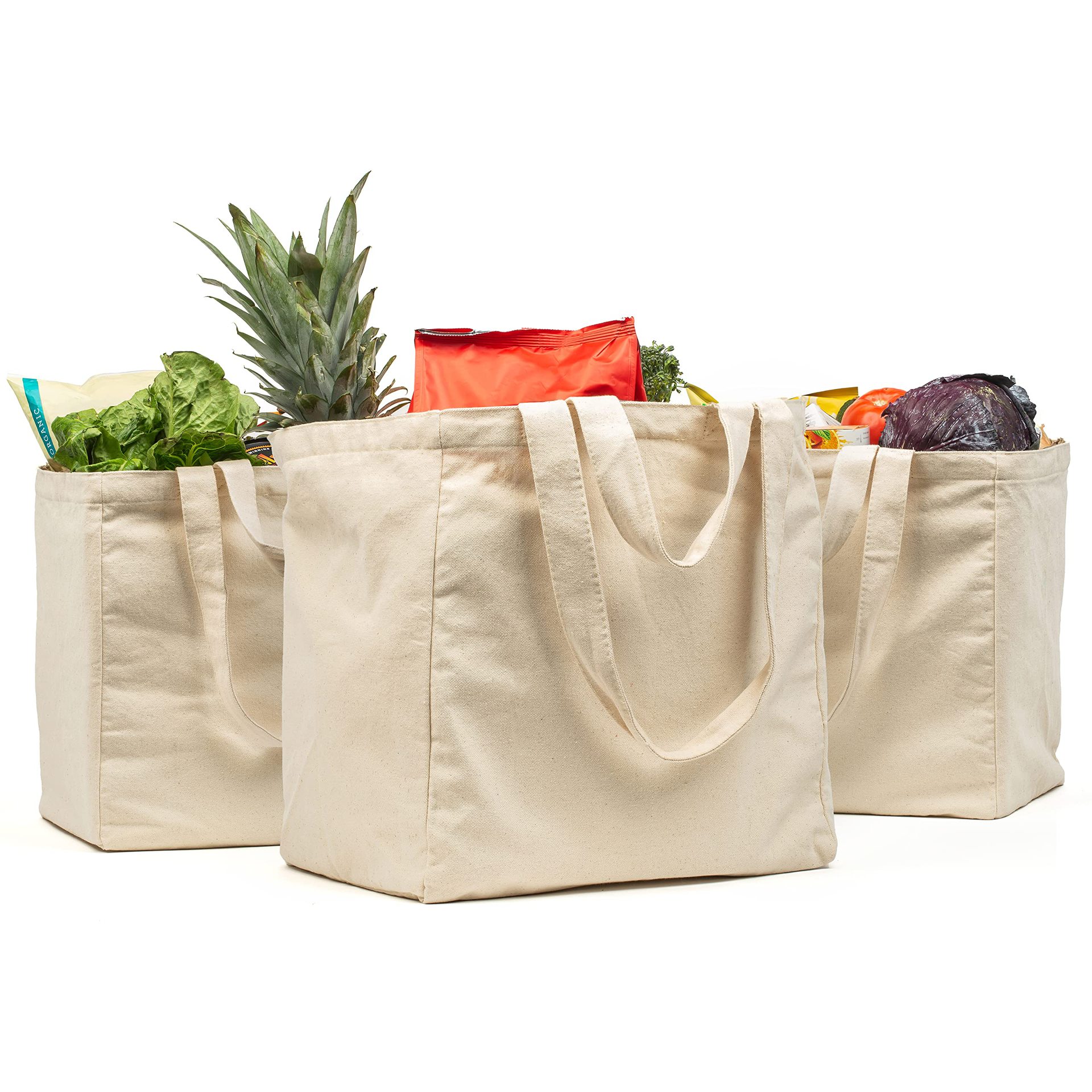 Canvas Grocery Shopping Bags with Handles, custom tote bag with logo imprint 2