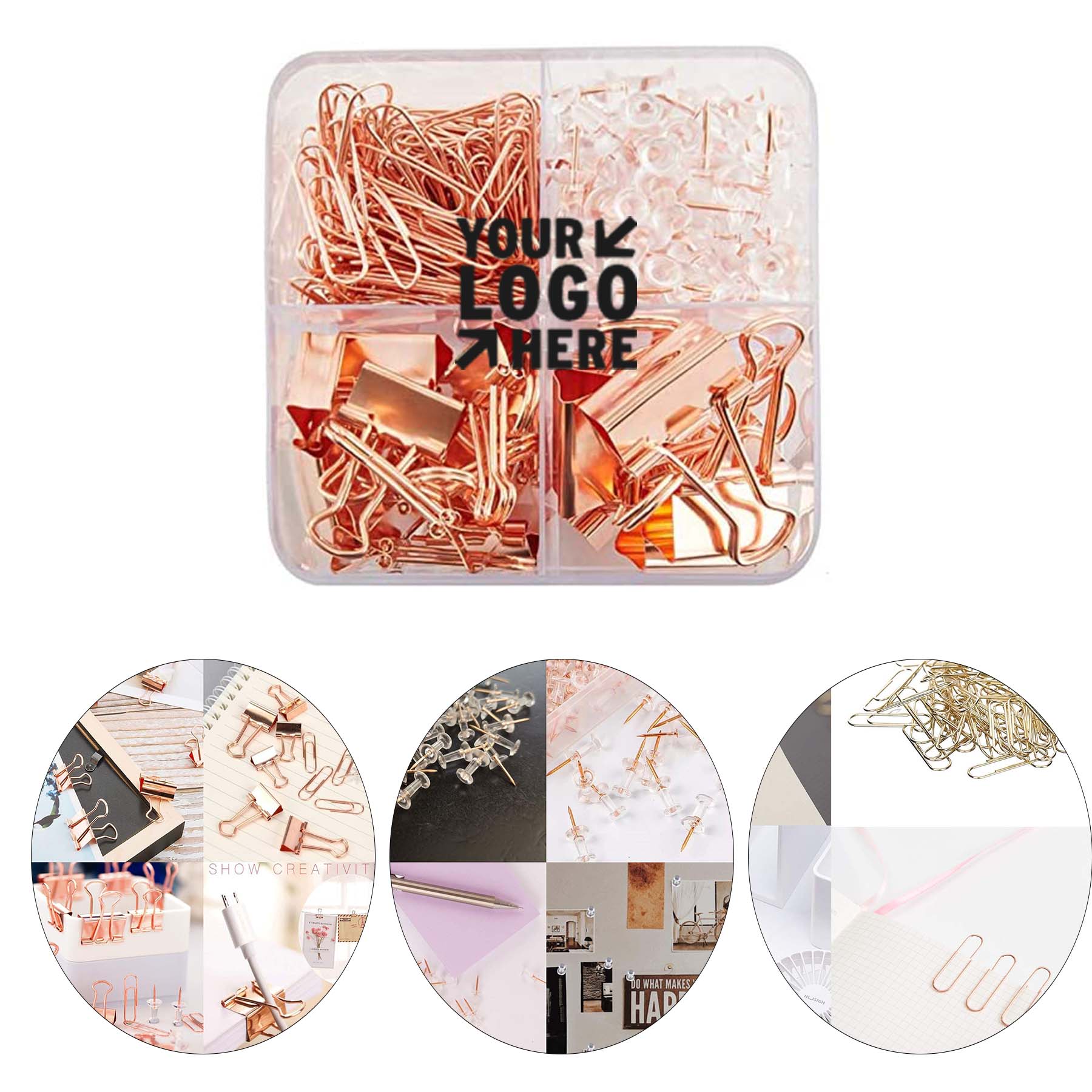 Set of Binder Clips Paper Clips Push Pins 2