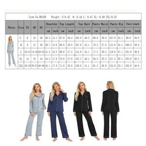 Women'S 2 Pcs Set Pajama Button Down Long Wear 2