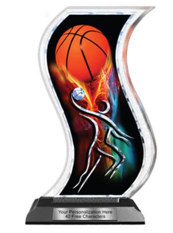 Acrylic Trophy: 6" Curve Shape, (Event type/design 1
