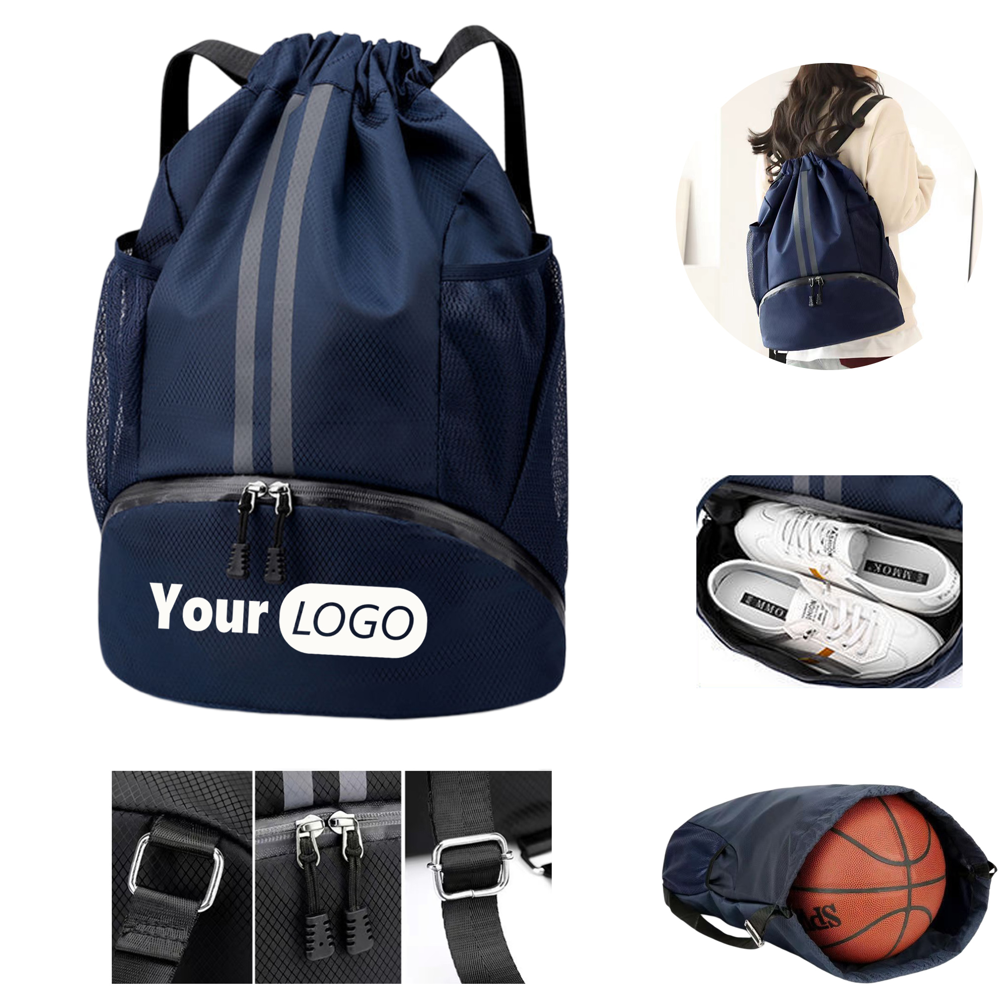 Dry and Wet Separation Waterproof Drawstring Backpack 2