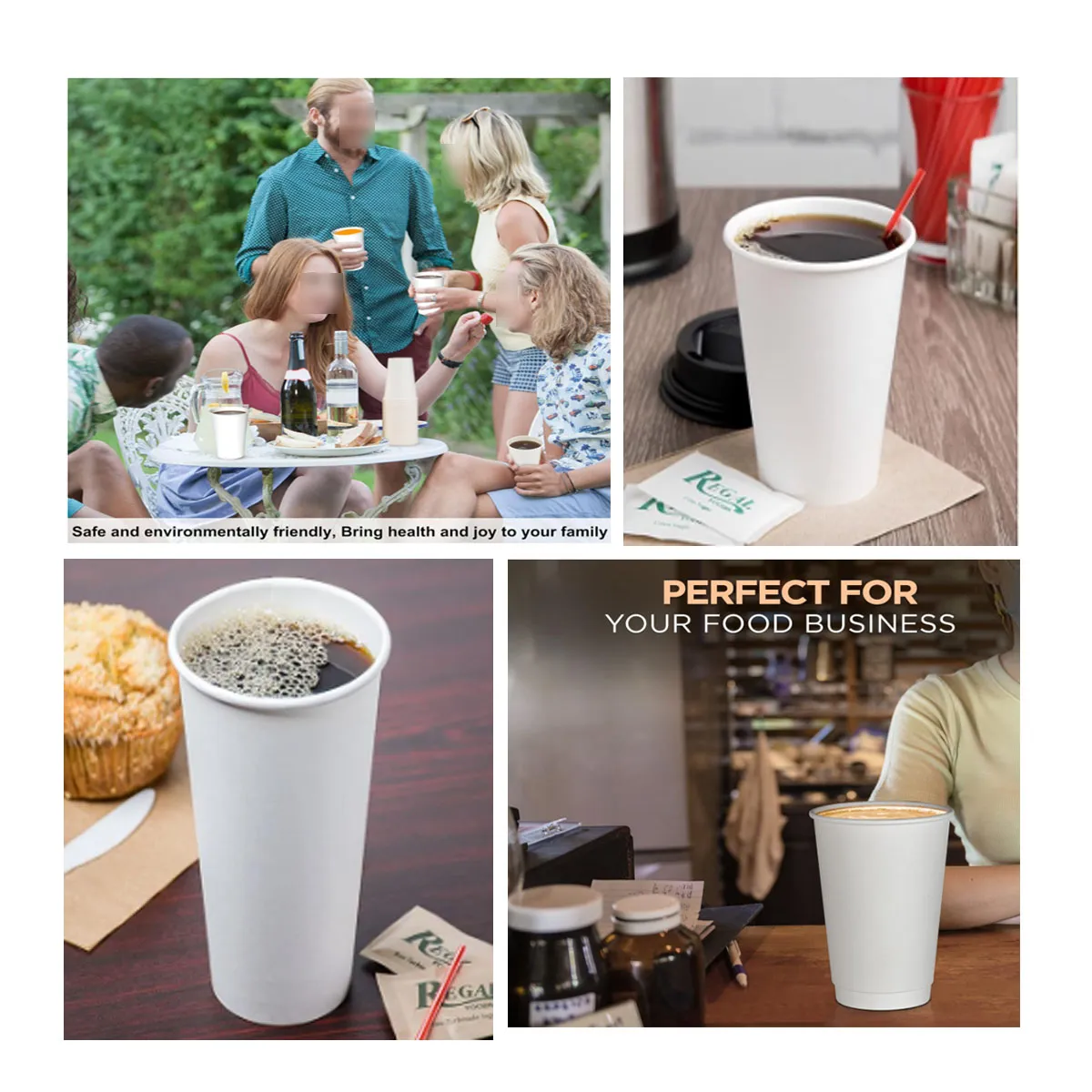20 OZ Insulated Double Wall Paper Cup for Hot or Cold Drinks 2