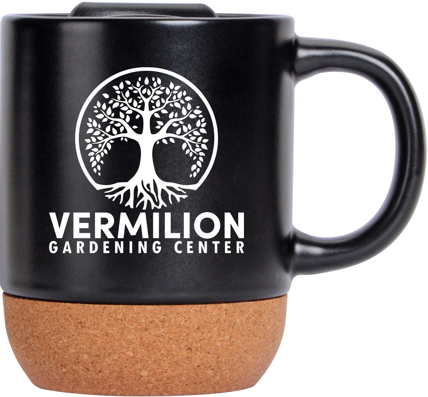 CORK BOTTOM CERAMIC MUG 13 OZ WITH LID 20