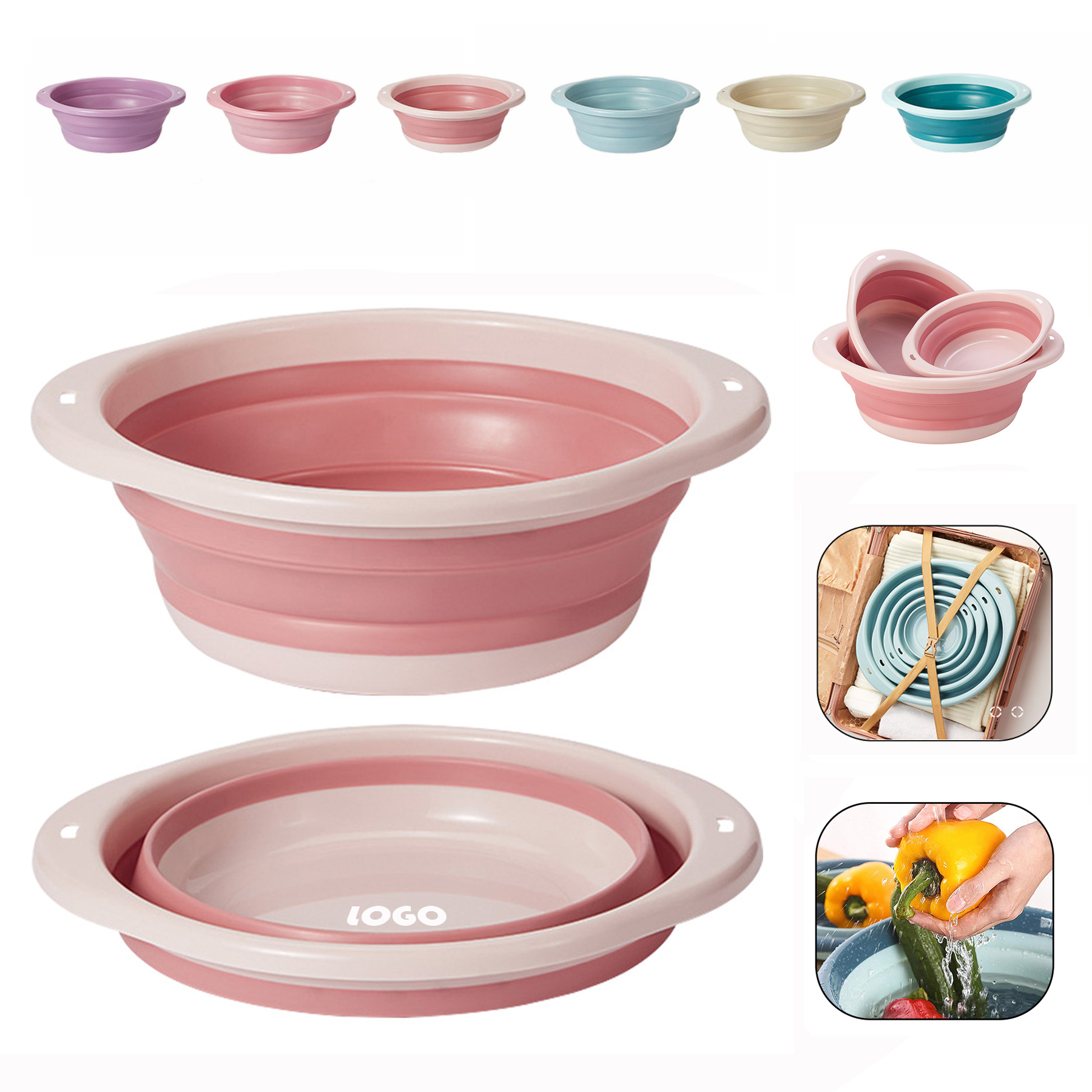 Round Plastic Kitchen Foldable Washing Basin 5