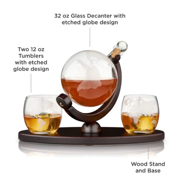 Viski® Globe Decanter & Whiskey Tumblers Set 11