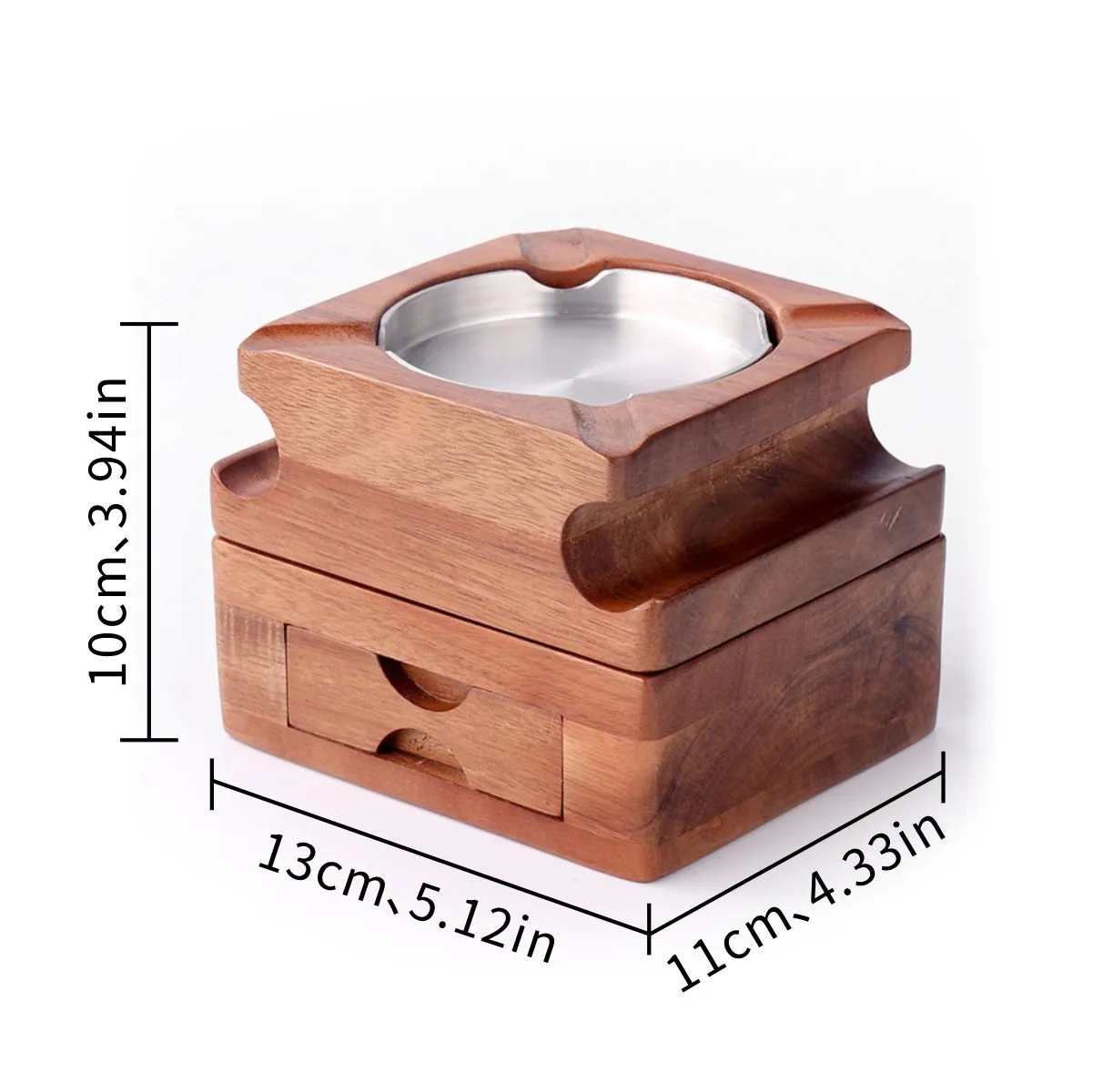 Detachable Wood Cigar Ashtray W/ Whiskey Glass Holder Drawer 6