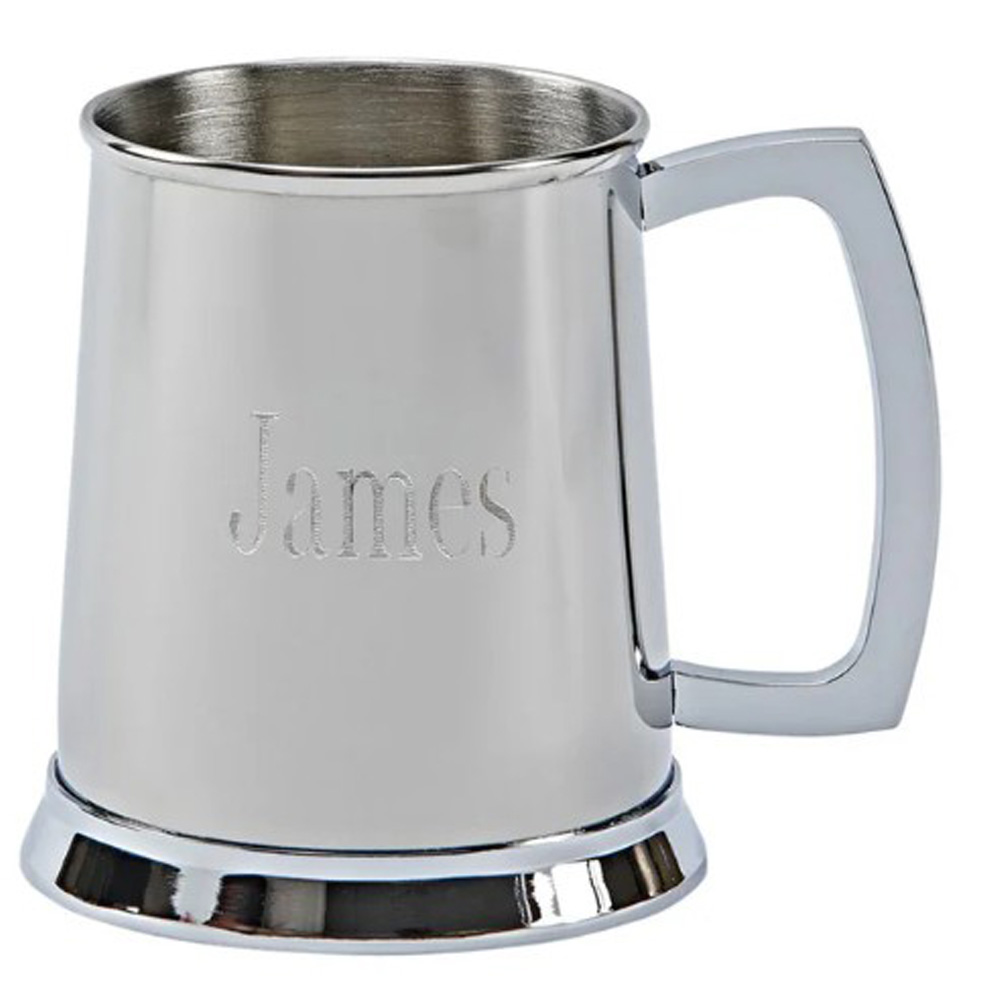 Shiny Chrome SS Tankard, 4.5" H 1