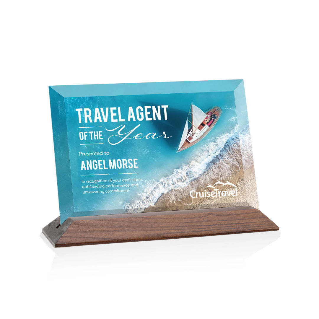 Embassy VividPrint™ Award - Starfire/Walnut (Horiz) 17