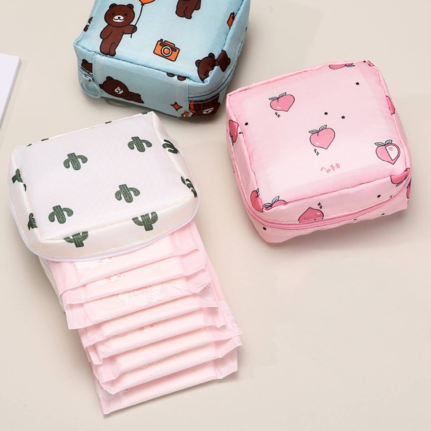 Cute cartoon-style,big capacity, sanitary napkin storage bag 7