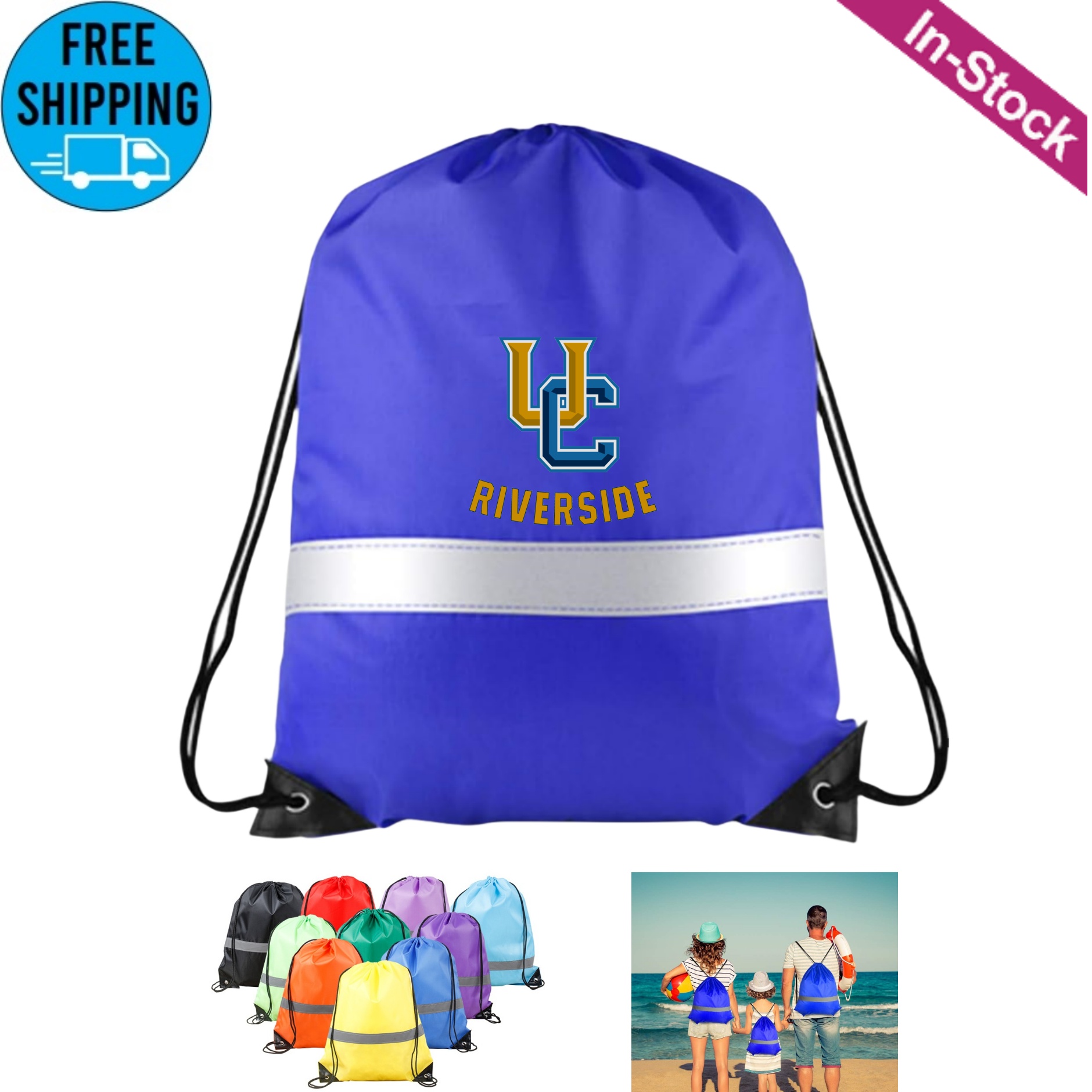 Drawstring Backpacks Bags with Reflective Strip 10