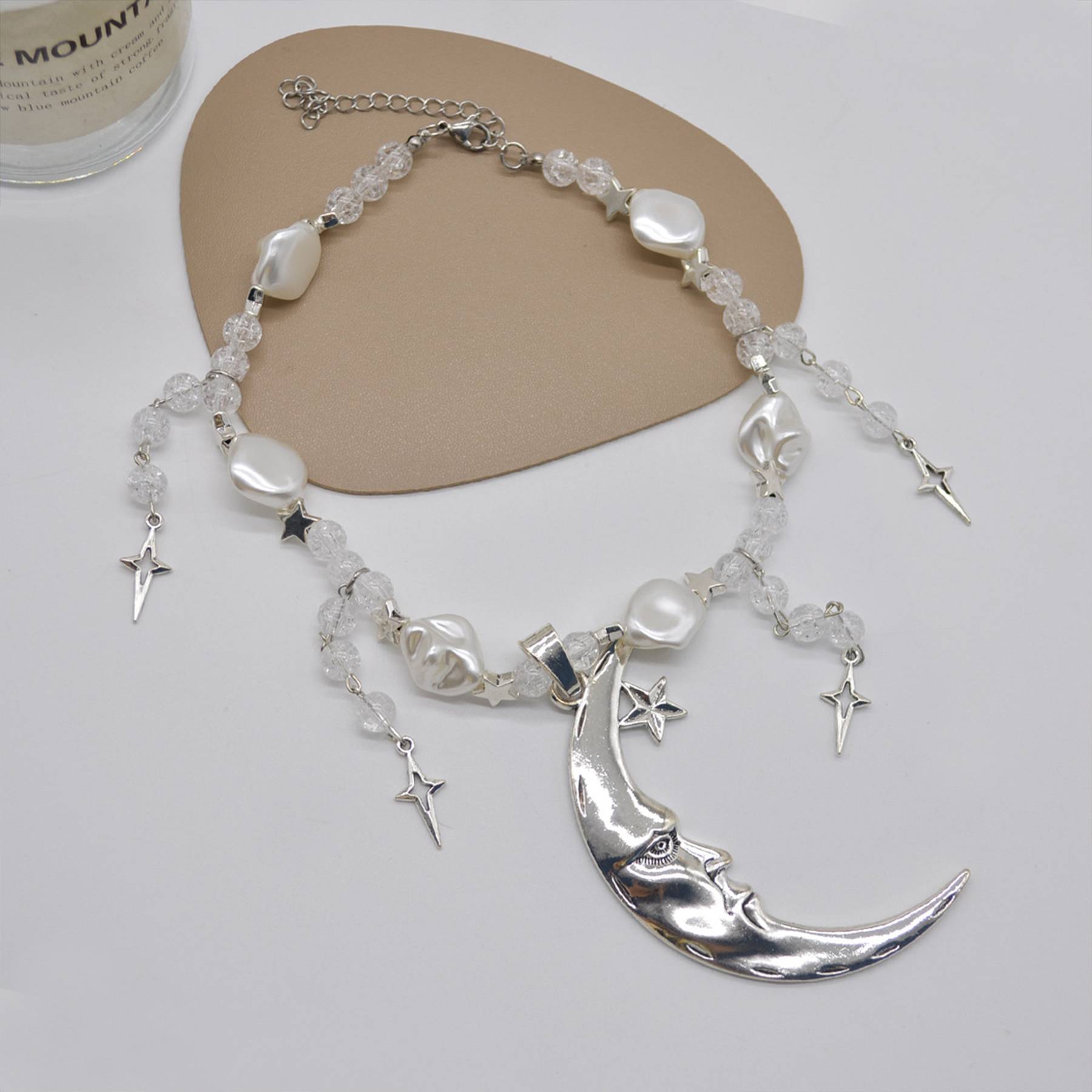 Alloy Premium moon pearl tassel necklace 2