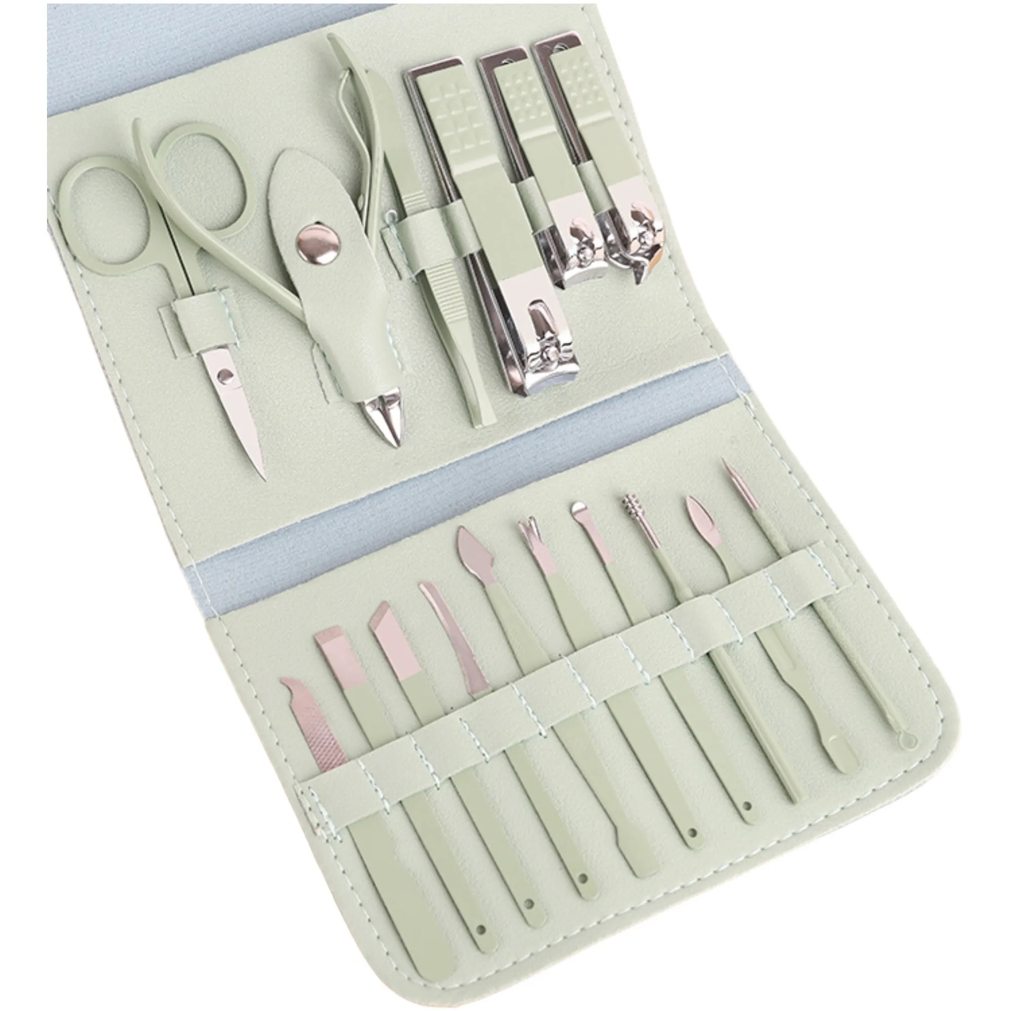 16 Pieces Leather Manicure Kit 2