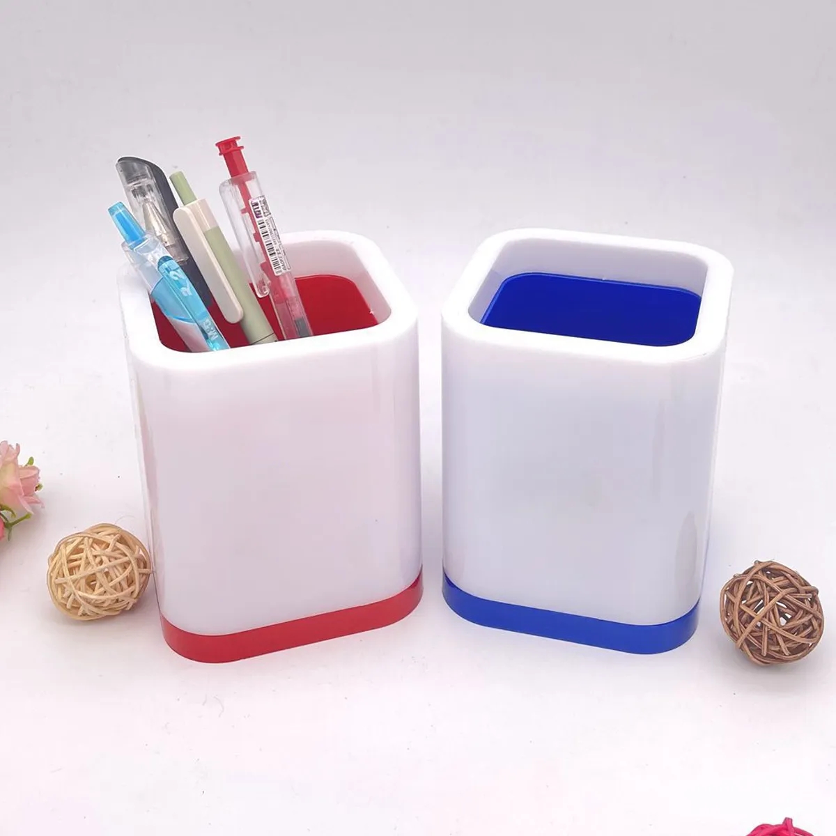 Plastic Pen Holder Storage Box Student Desktop Office 1