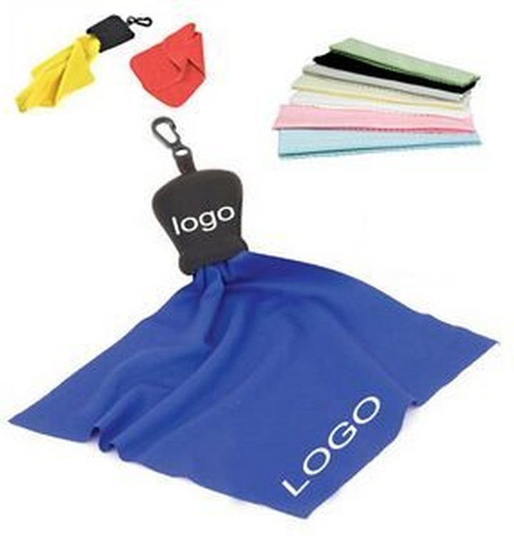 Micro-Fiber Cleaning Cloth w/ Black Pouch (6"x6") 2