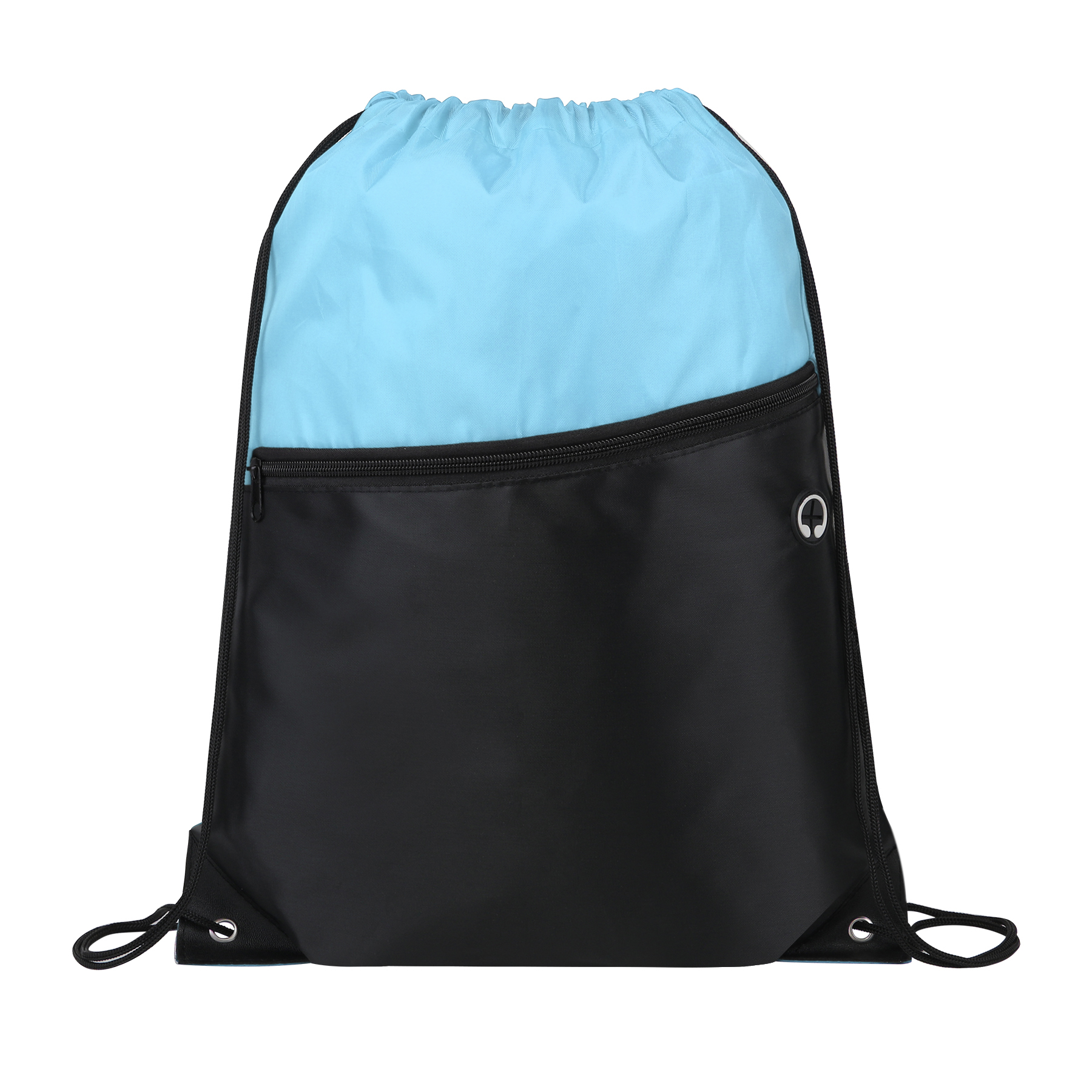 Two-Tone Drawstring Backpack With Front Zipper 7