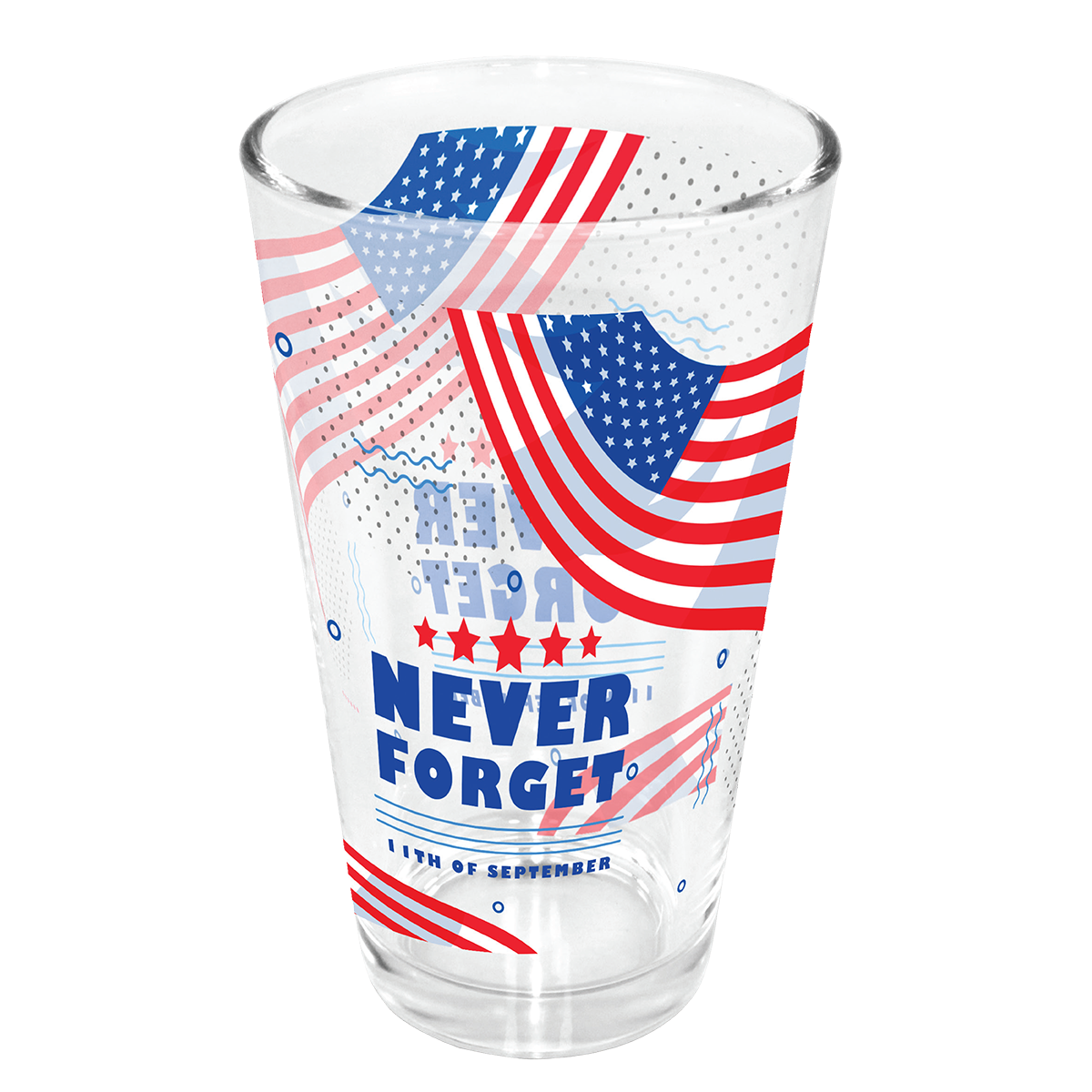 16 oz. Pint Glass - USA, Mirror Printing