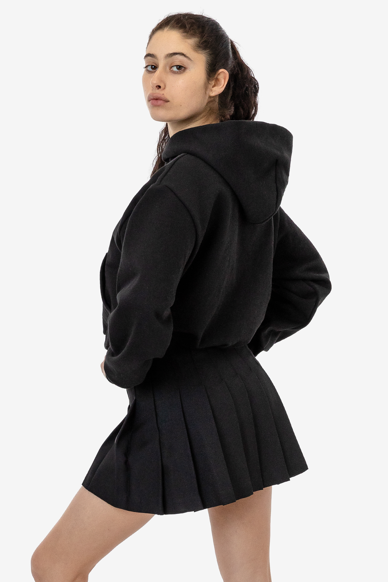 WOMEN'S 14 OZ HEAVY FLEECE CROPPED HOODIE 4