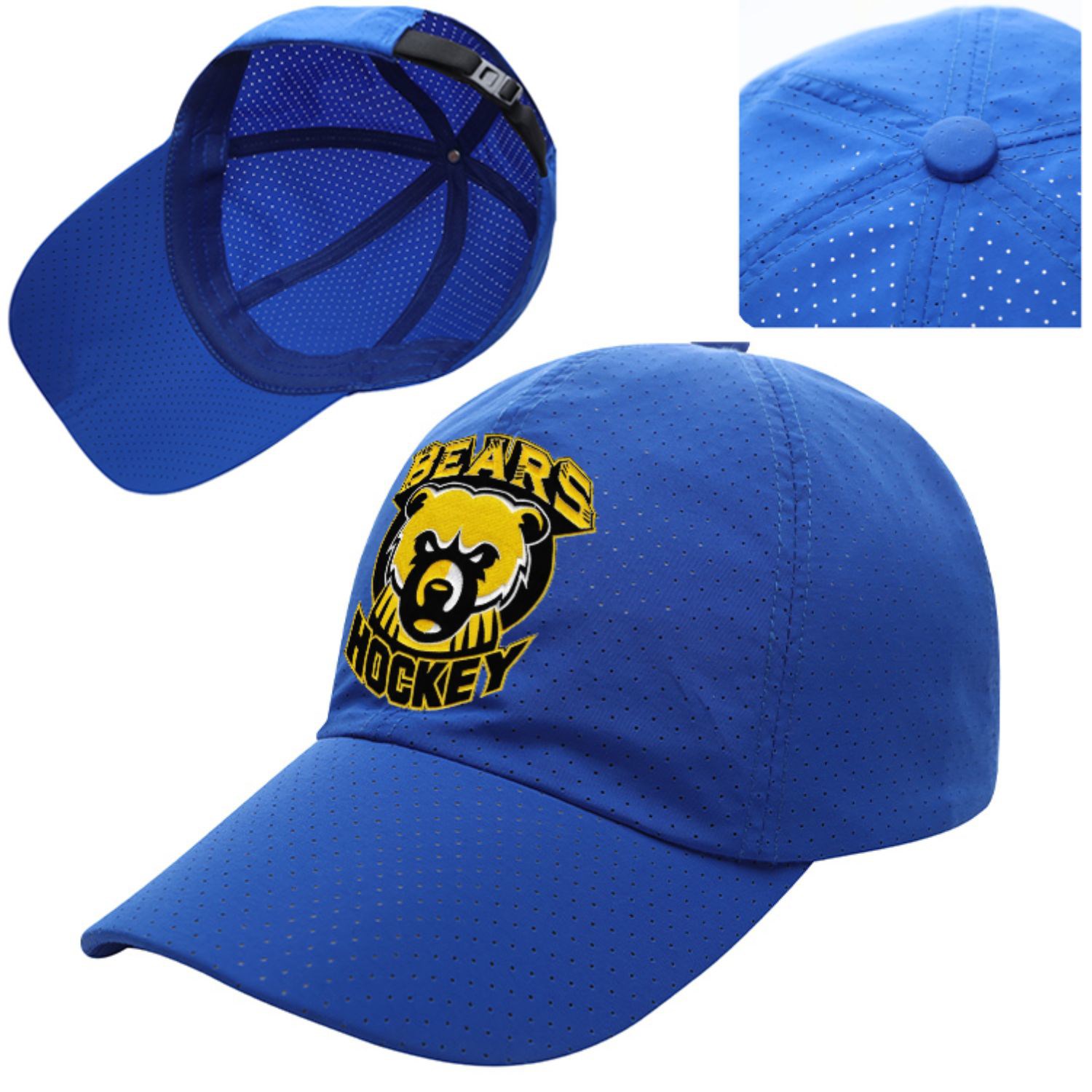 Quick Dry Polyester Structured 6 Panel Cap w/ Plastic Buckle 3