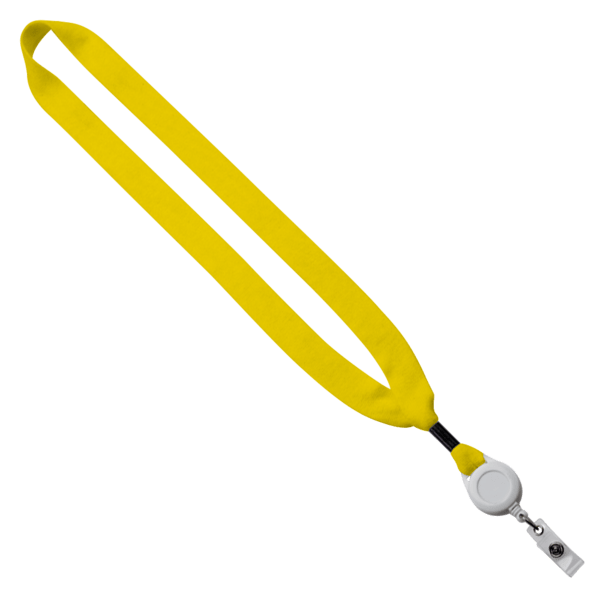 3/4" Cotton Lanyard with Metal Crimp & Retractable Badge Reel 187