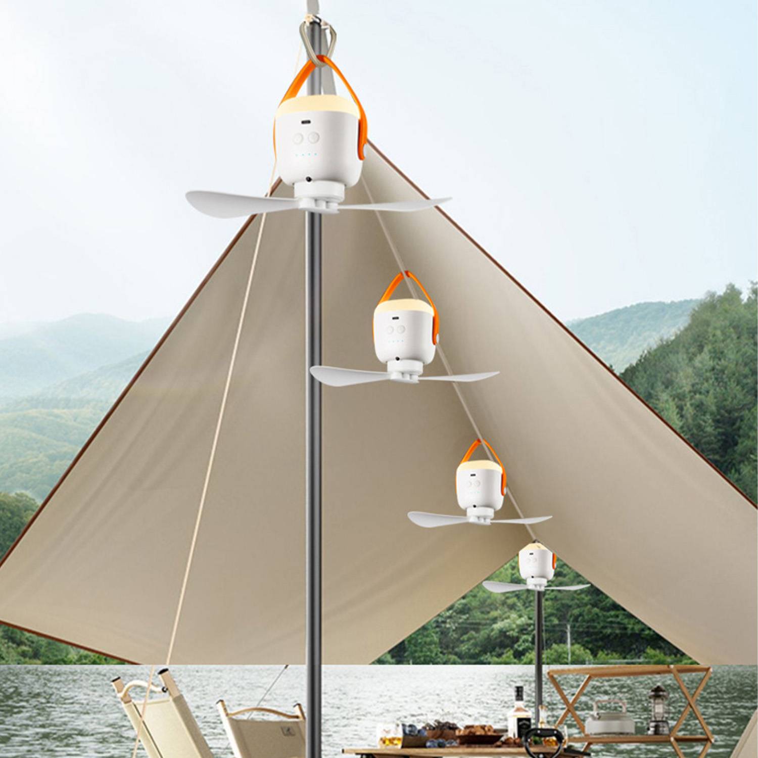 Outdoor Portable Camping Mini Ceiling Fans With Light 3