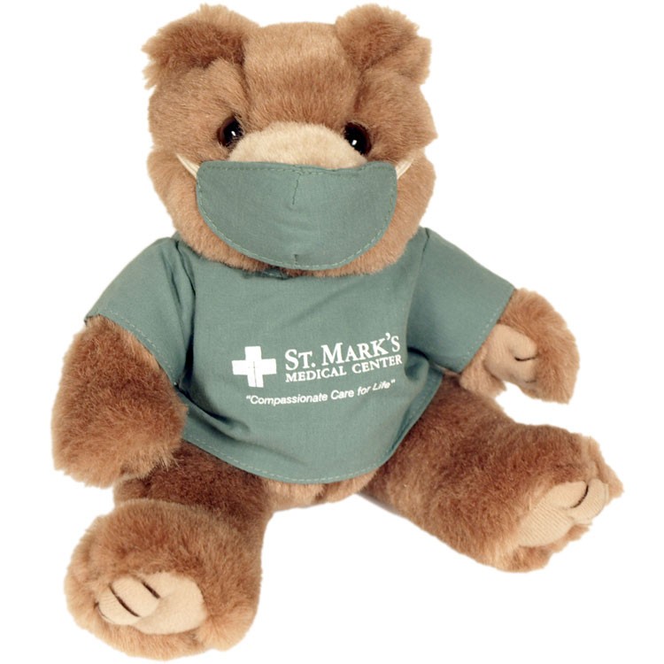 8" Green Scrub Bear with one color imprint 2
