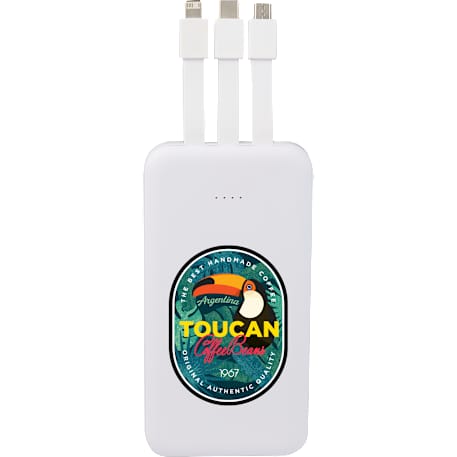 UL Listed 5,000 mAh Power Bank with Multi-Cables 12