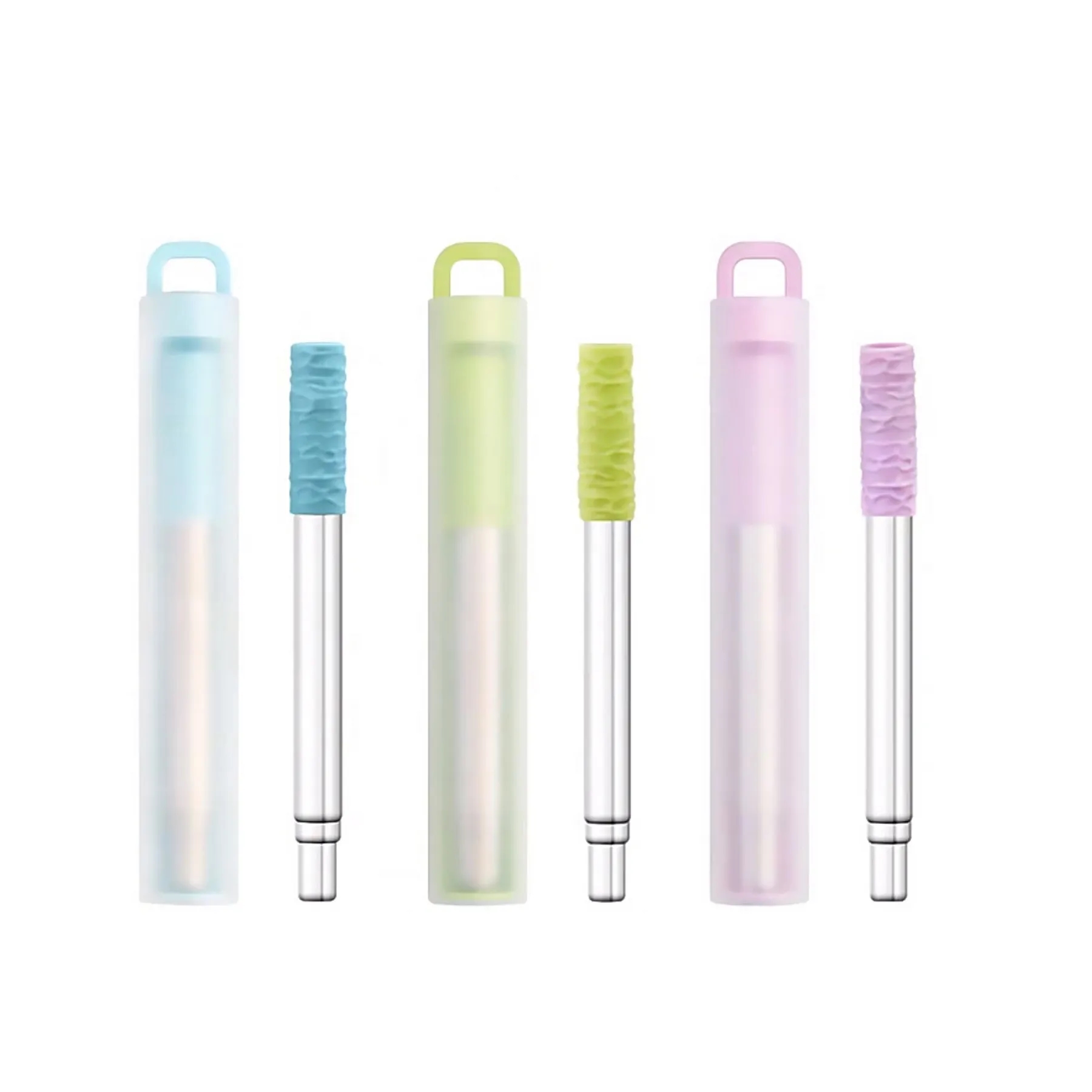 Reusable Collapsible Stainless Steel Straw With Plastic Case 7