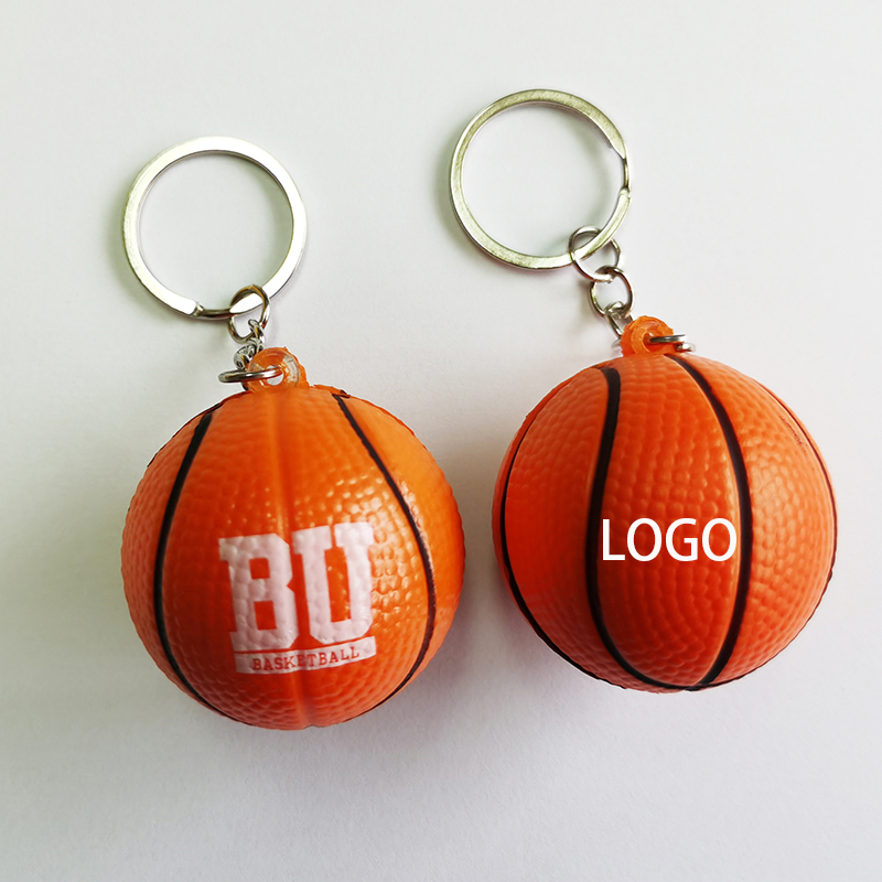 Mini PU Basketball Stress Relaxable Ball w/Key Chain 1