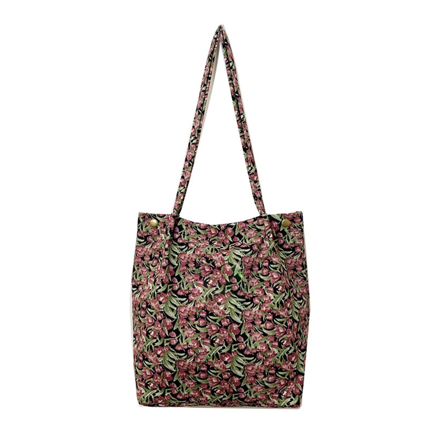 Corduroy high-capacity printed handbag tote bag 7