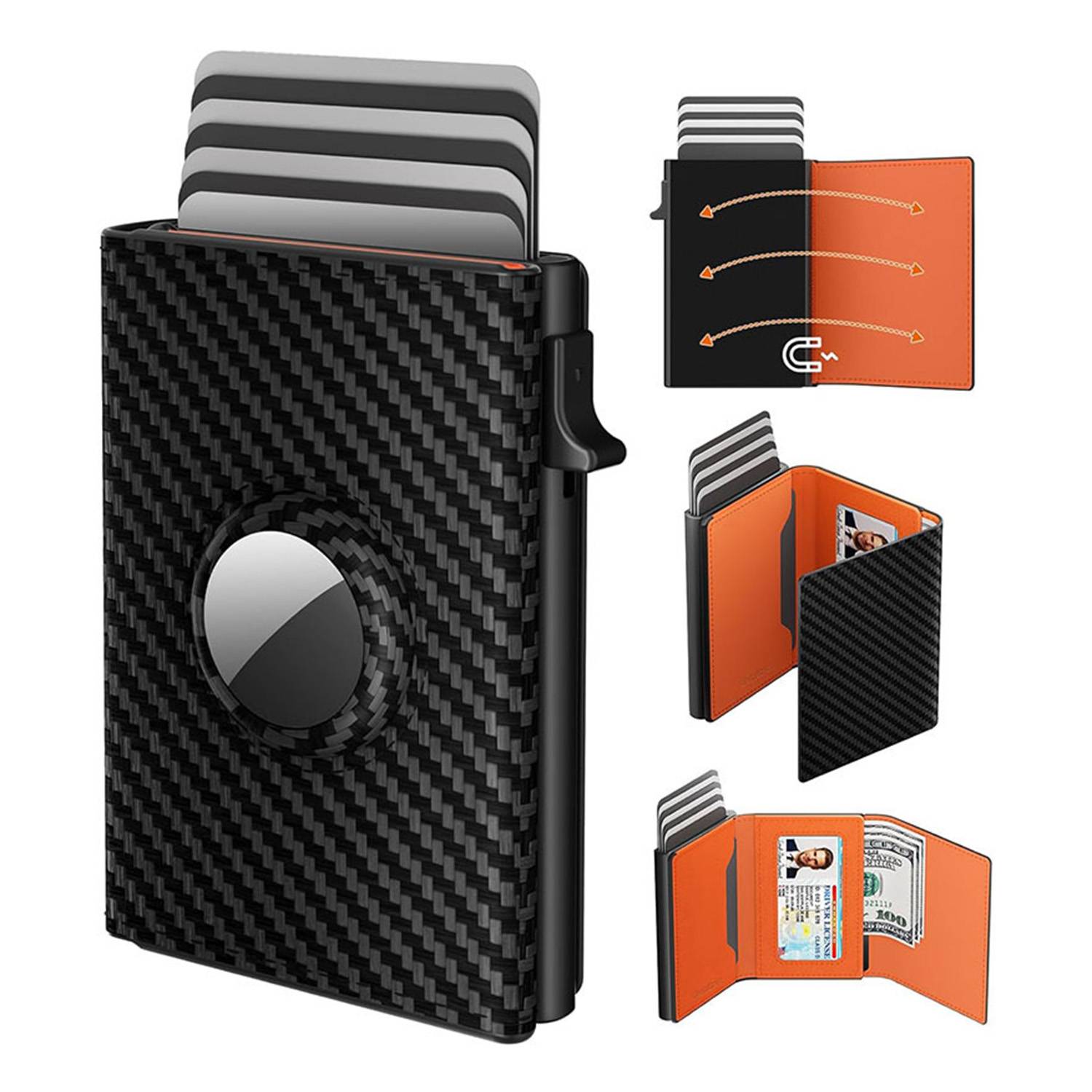 Magnetic Microfiber Leather RFID Trifold Wallet 3