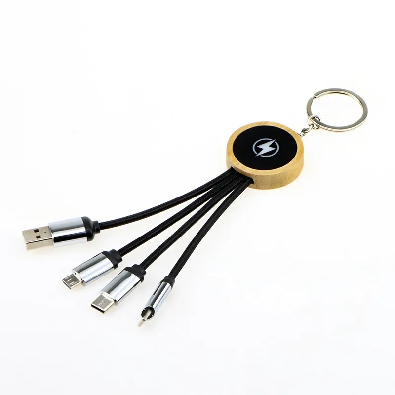 Bamboo Light Up Logo Multi-Charging Cables 4