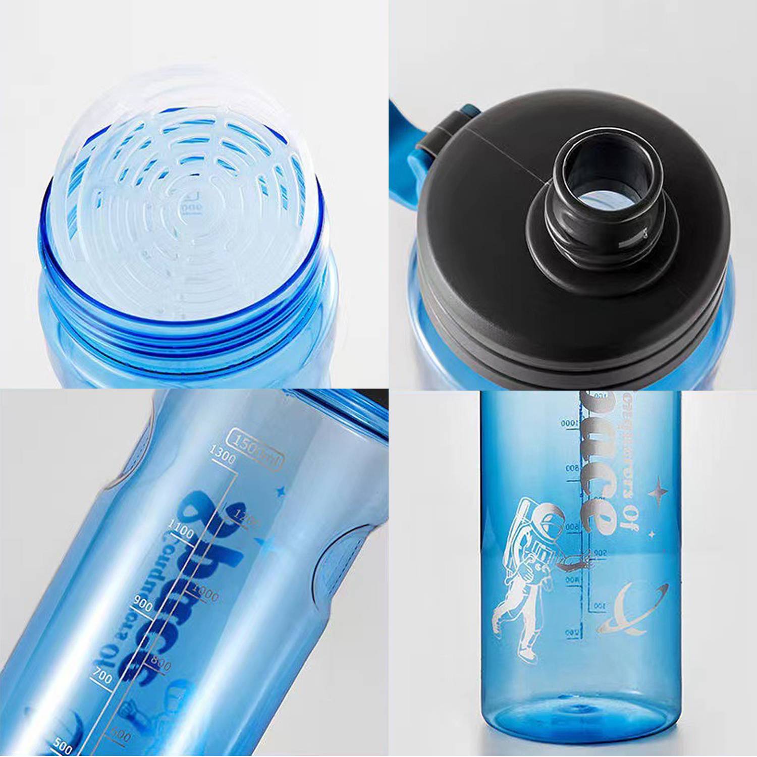 33.8 oz Large Capacity Blue Sports Plastic Water Bottle 5